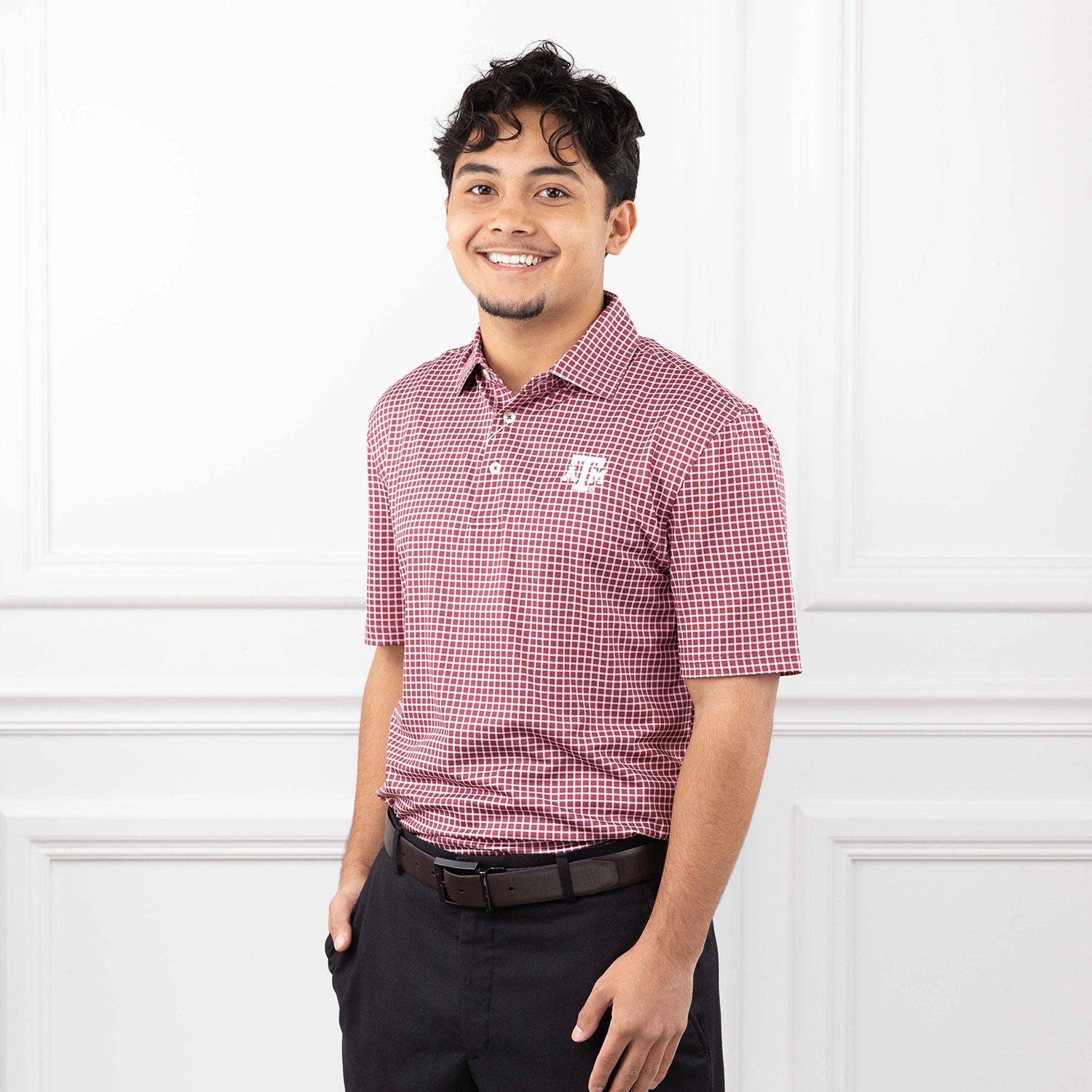 Texas A&M Southern Tide Windowpane Polo - Maroon