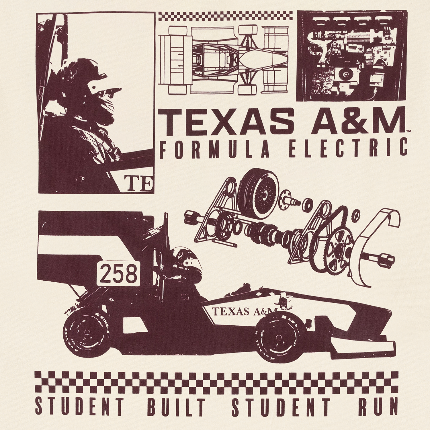 Texas A&M Formula Electric Car T-Shirt - Cream