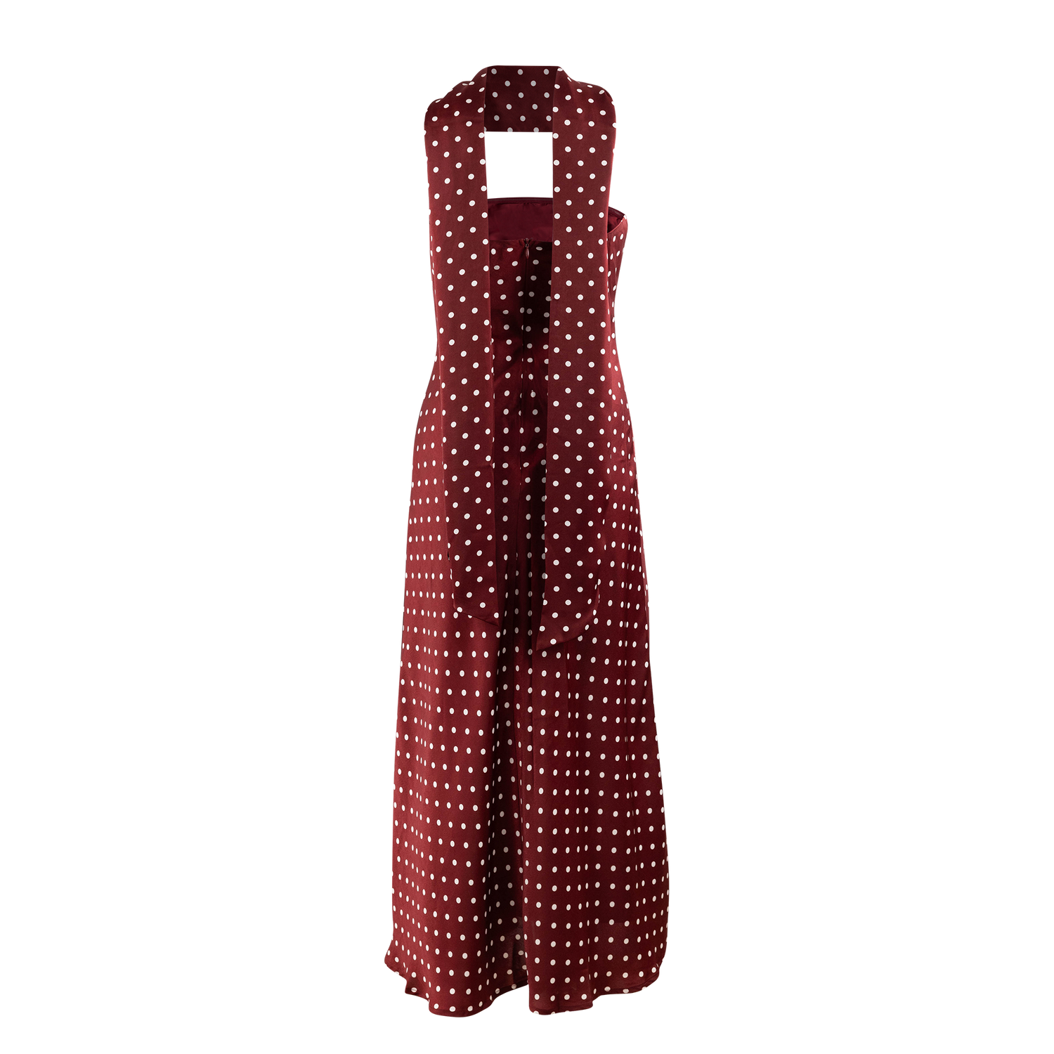 Day + Moon Long Polka Dot Scarf Dress - Maroon