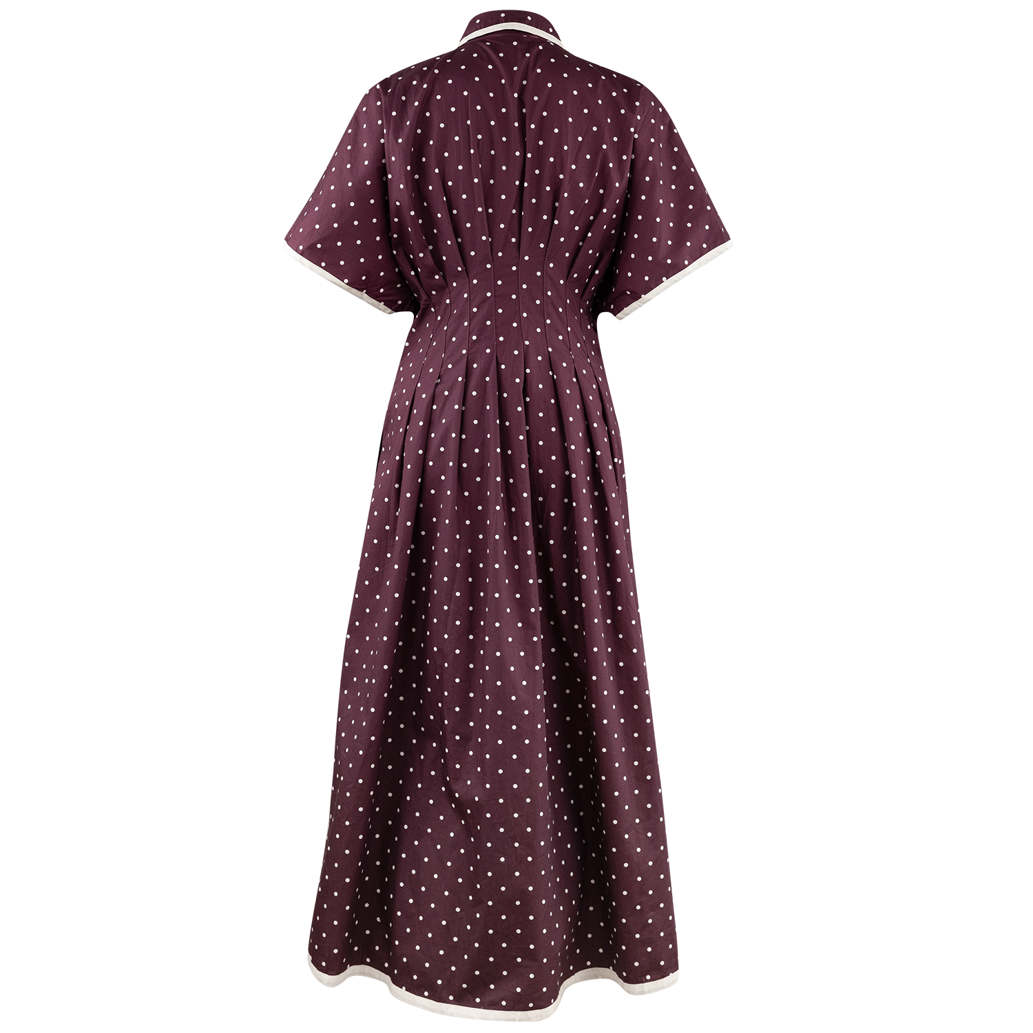 Polka Dot Button Down Maxi Dress - Maroon