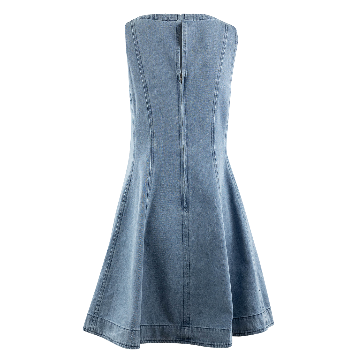 A Line Flare Mini Dress - Denim