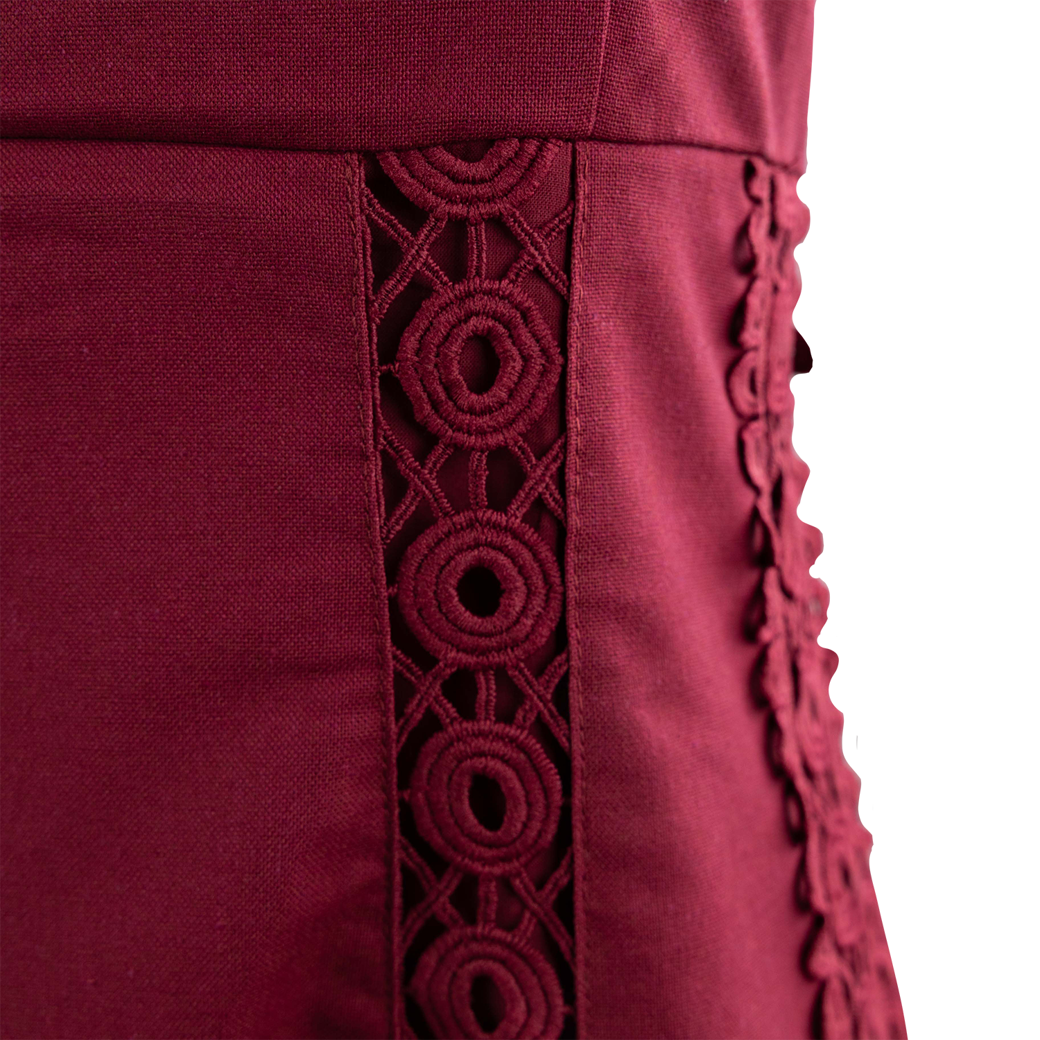 Baby Pink Lace Trim Panel Maxi Dress - Maroon
