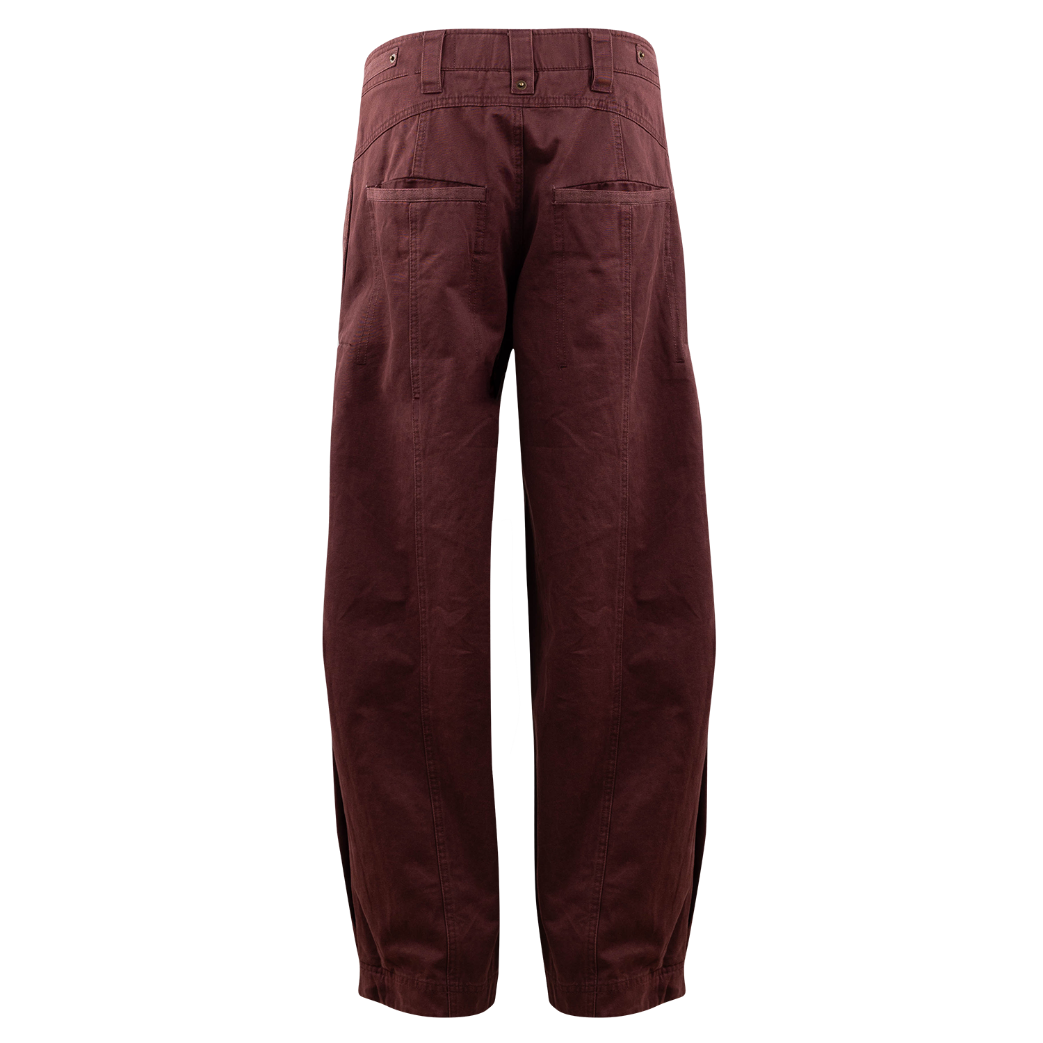 Washed Denim Barrel Pant - Maroon
