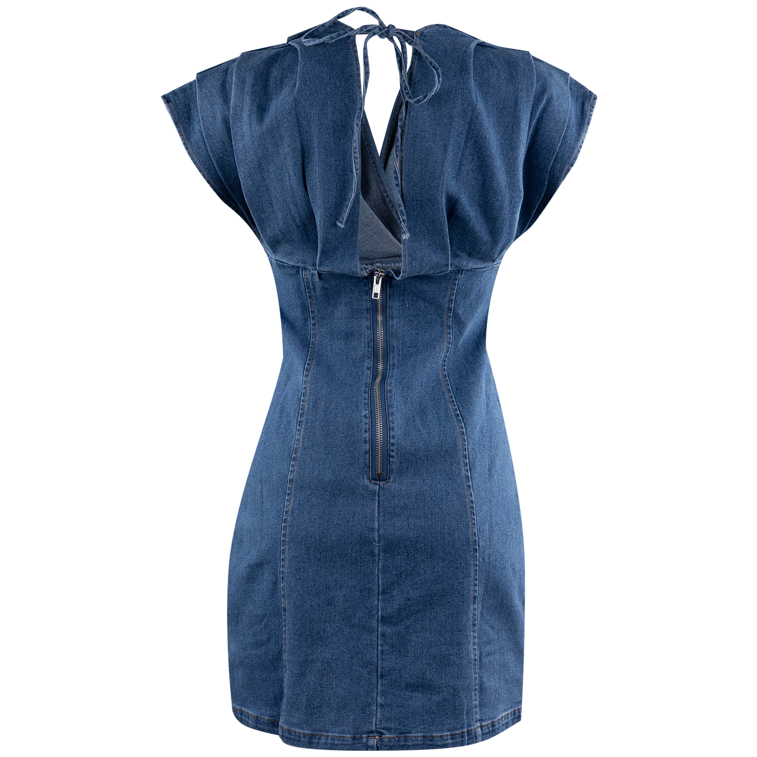 Baby Pink Structured Wrap Mini Dress - Denim