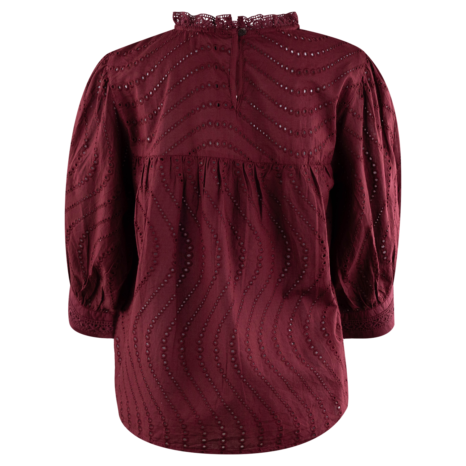 THML Eyelet 3/4 Sleeve Blouse - Maroon