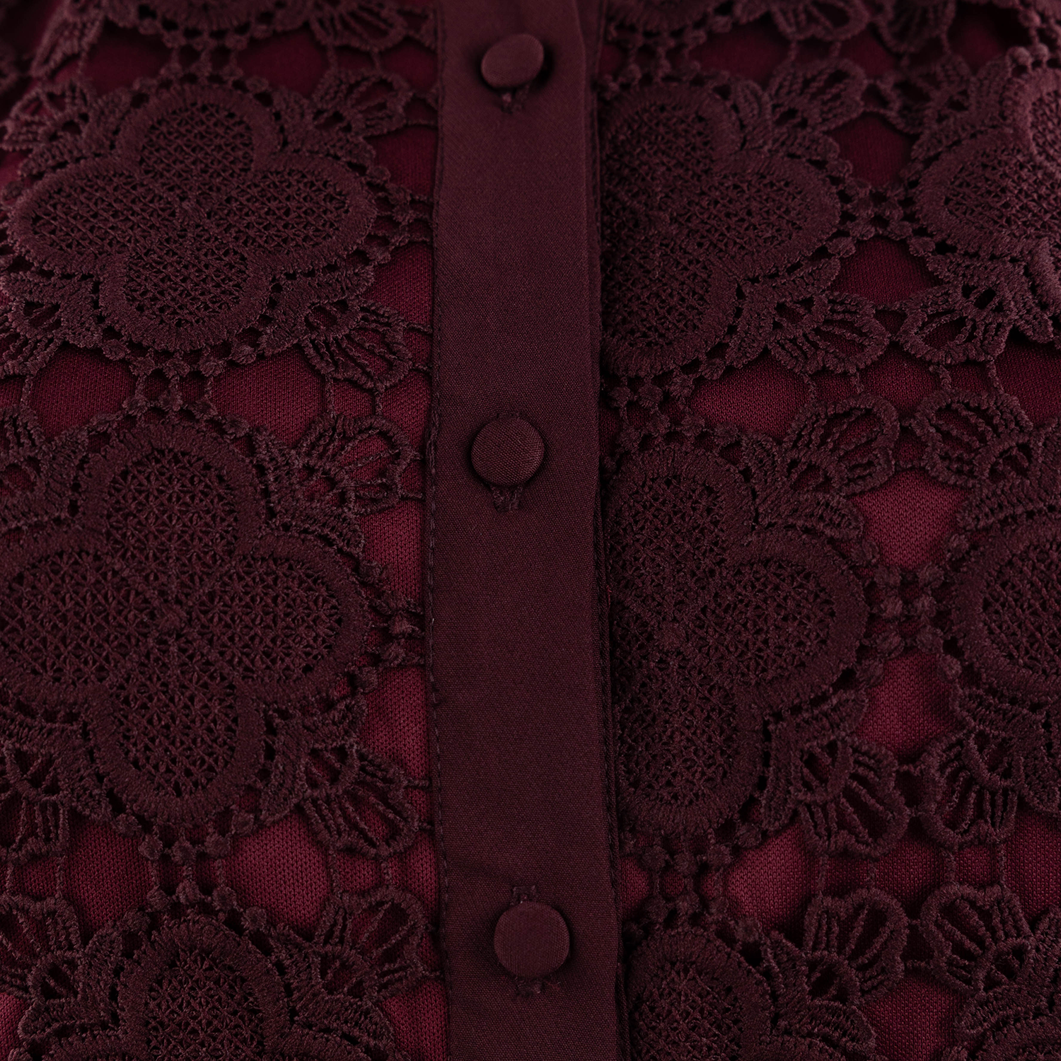 Baby Pink Lace Halter Neck Button Front Mini Dress - Maroon
