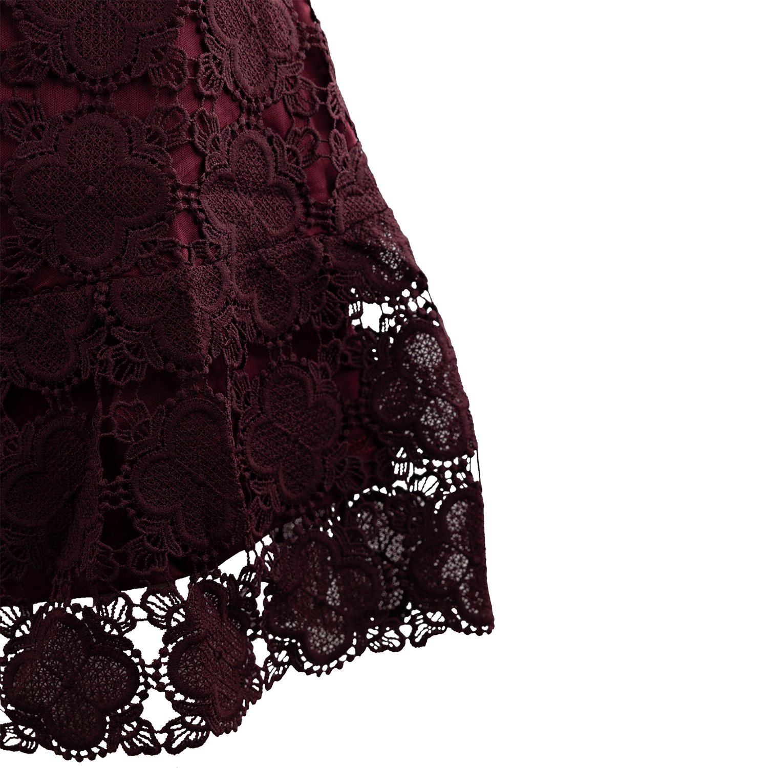 Baby Pink Lace Halter Neck Button Front Mini Dress - Maroon