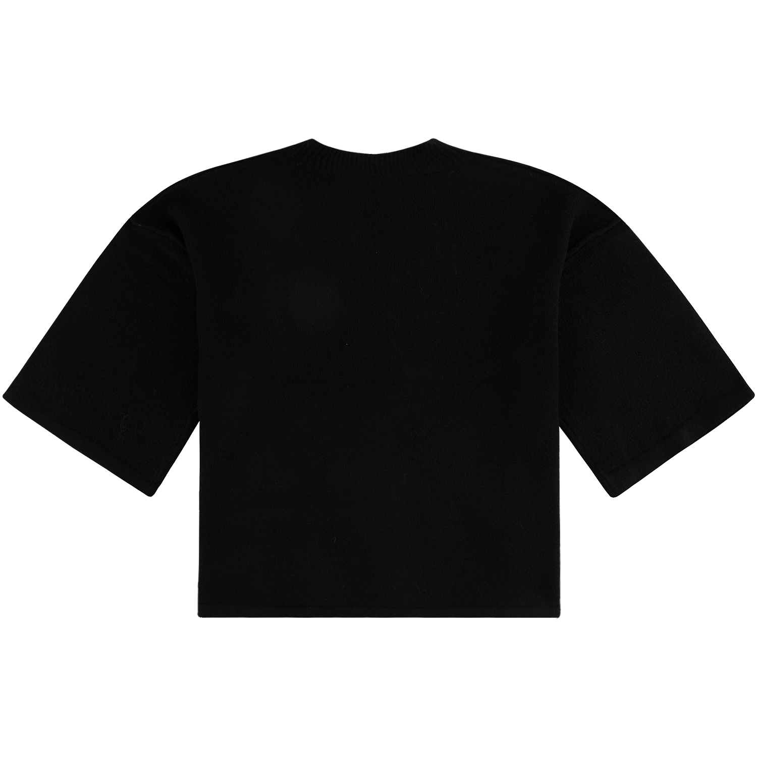 Double Zero Short Sleeve Button Knit Sweater - Black
