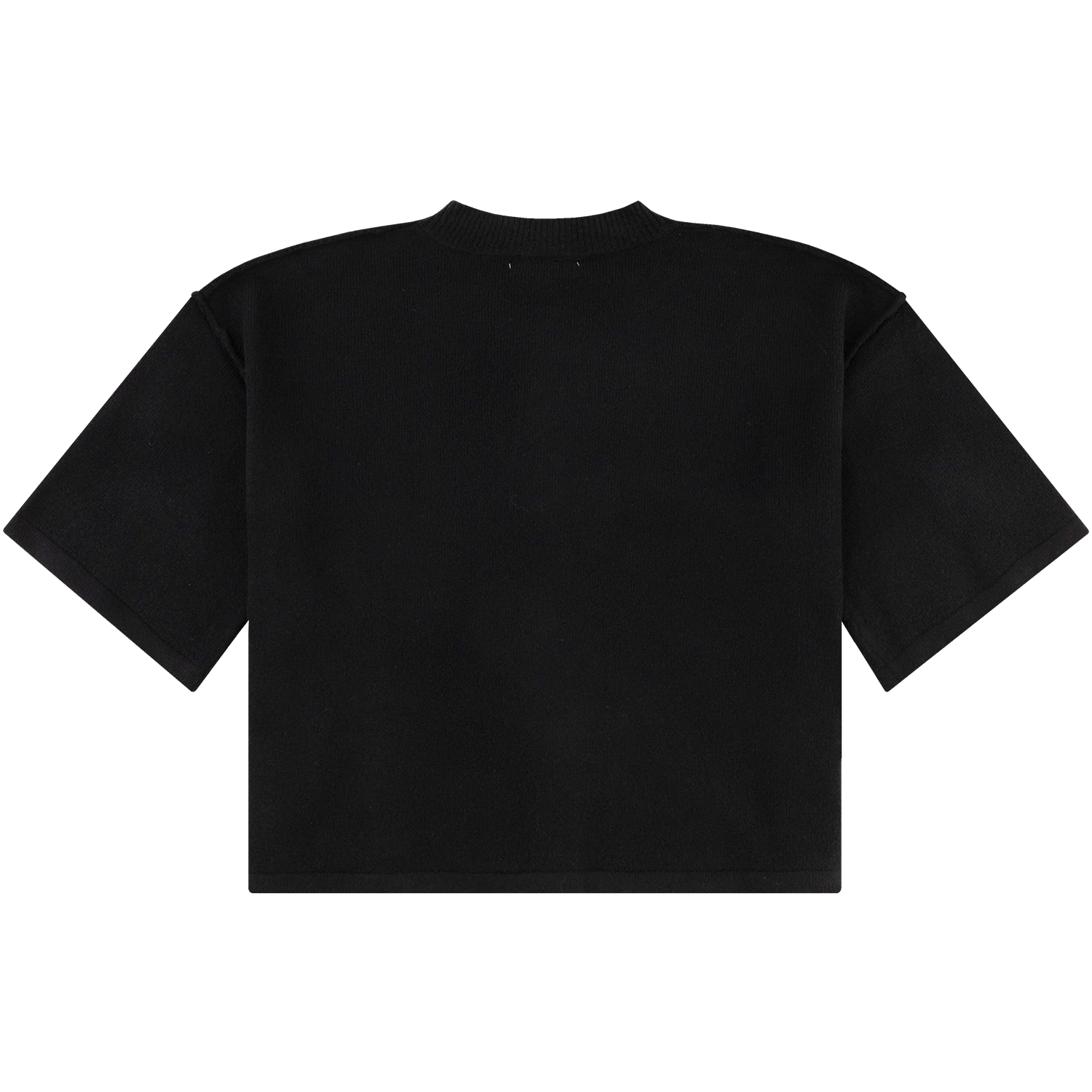 Double Zero Short Sleeve Button Knit Sweater - Black