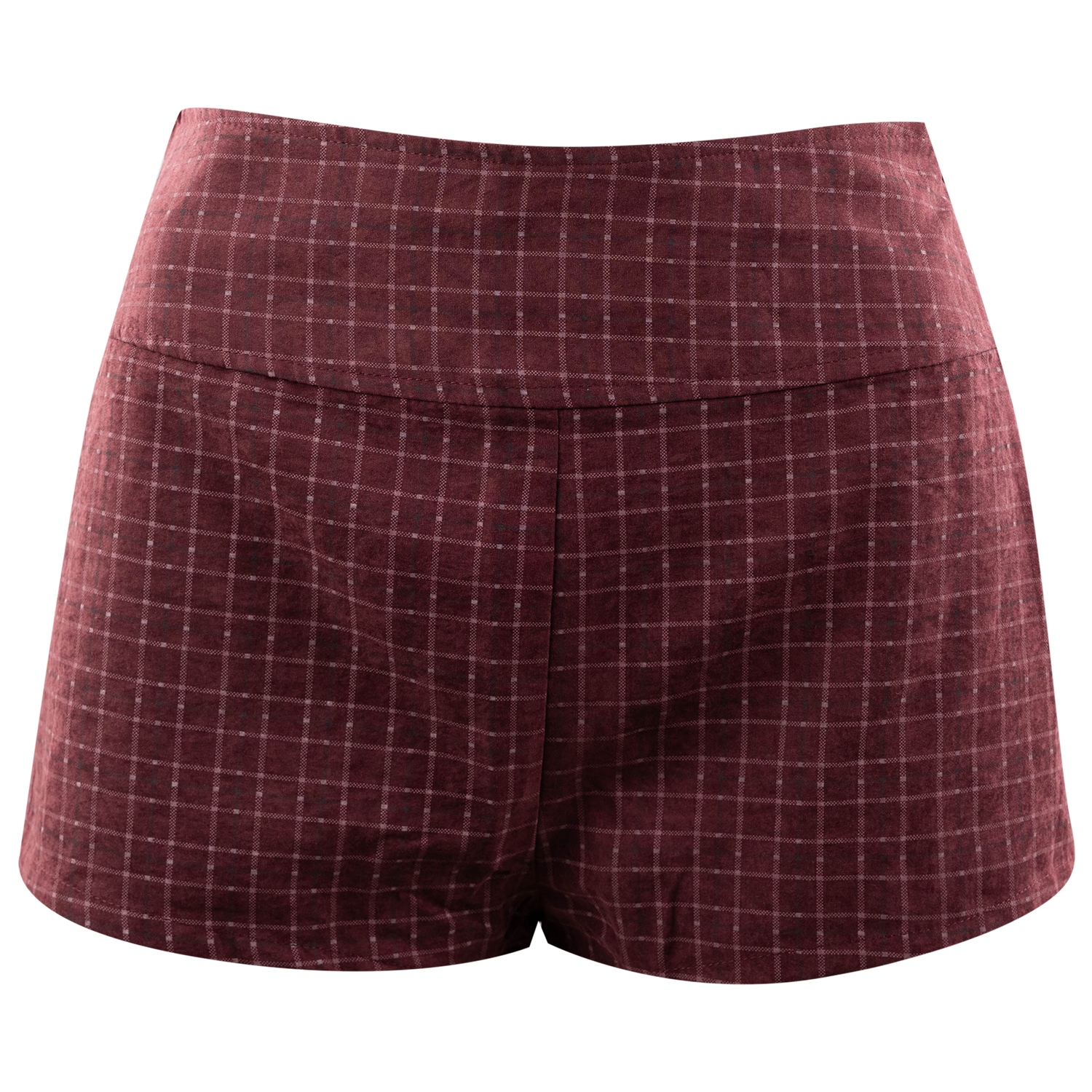 Baby Pink Strapless Plaid Bow Top and Short Set - Maroon