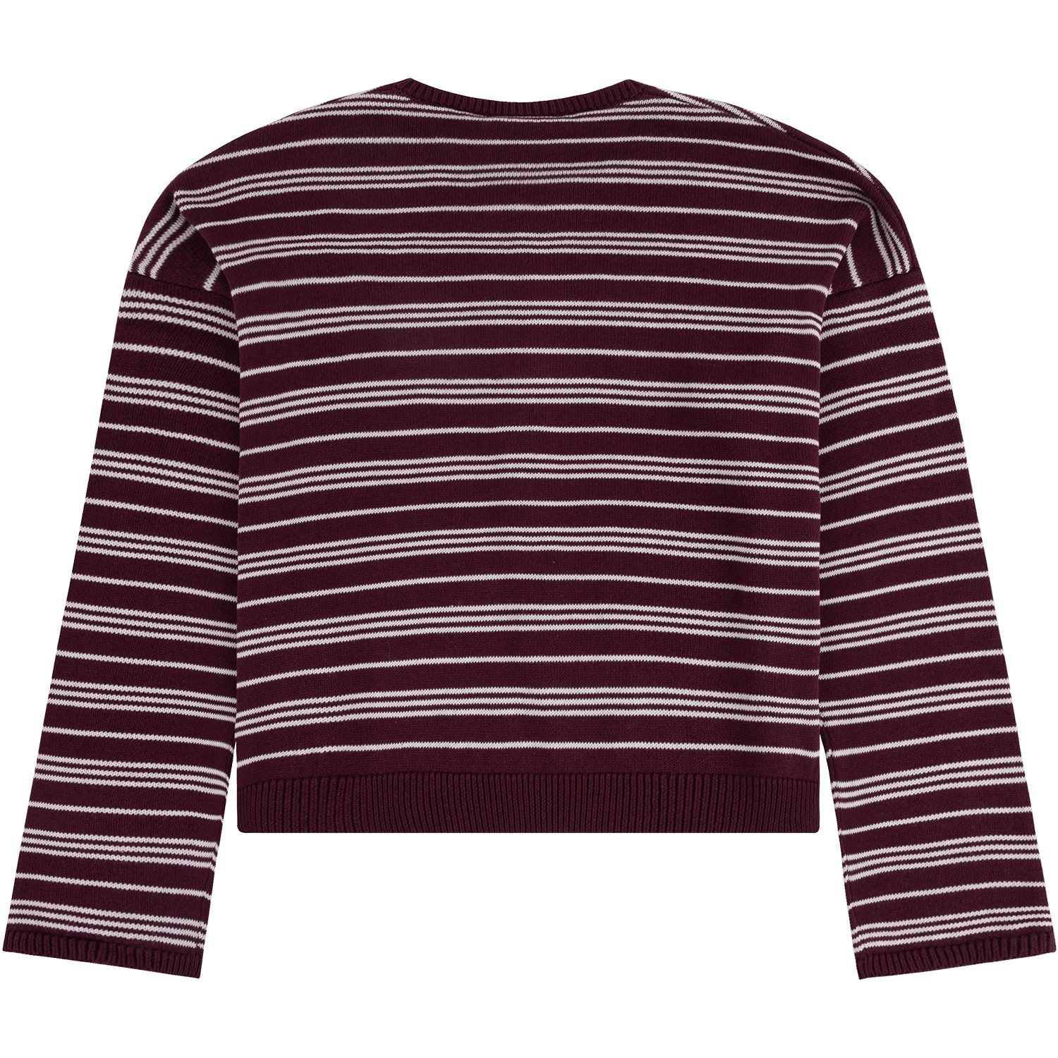 Double Zero Striped Half Button Knit Sweater - Maroon