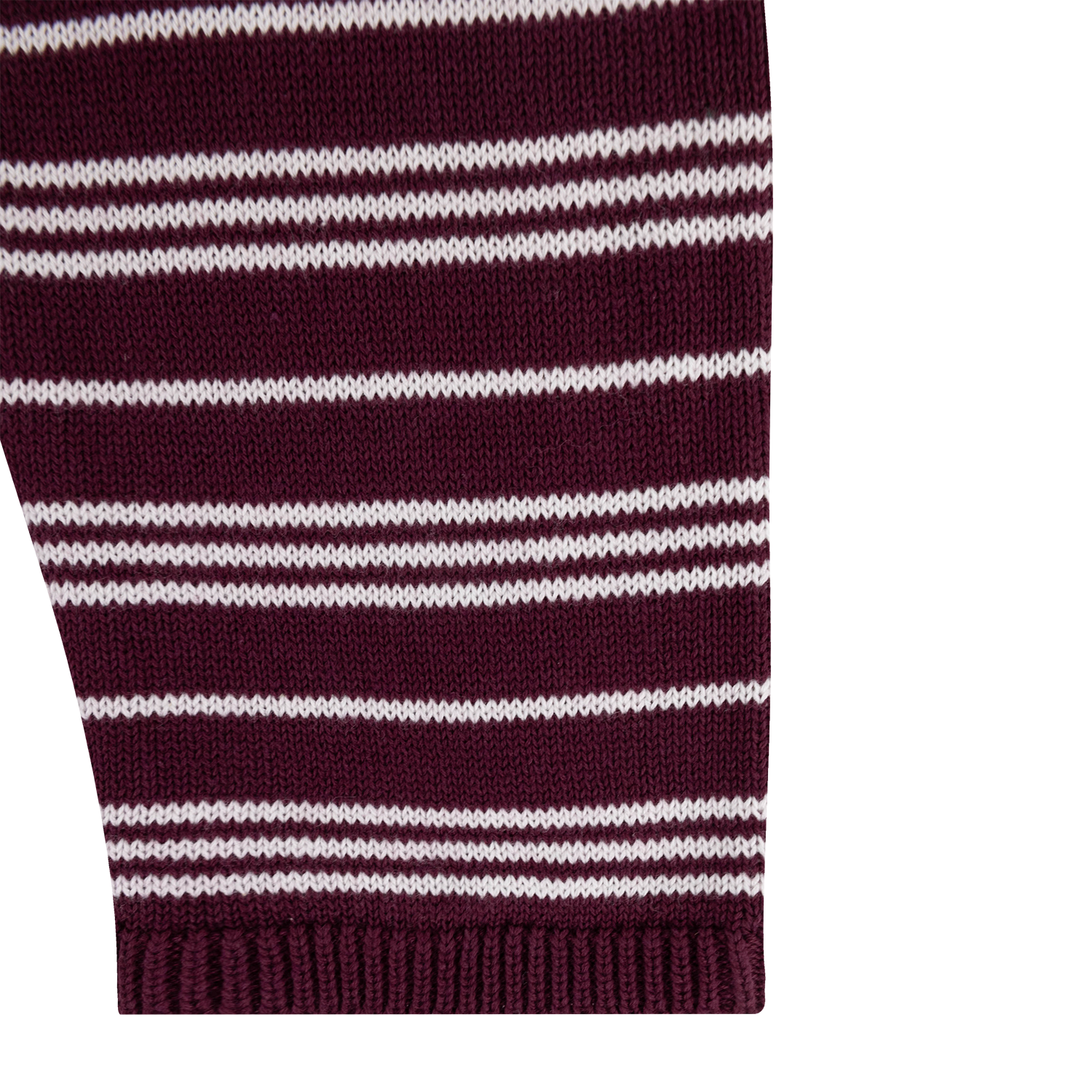 Double Zero Striped Half Button Knit Sweater - Maroon