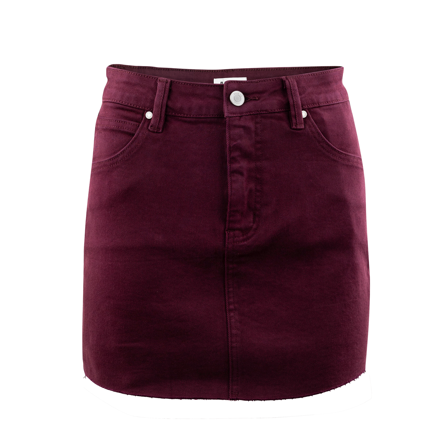 Bayeas Raw Hem Denim Skirt - Maroon