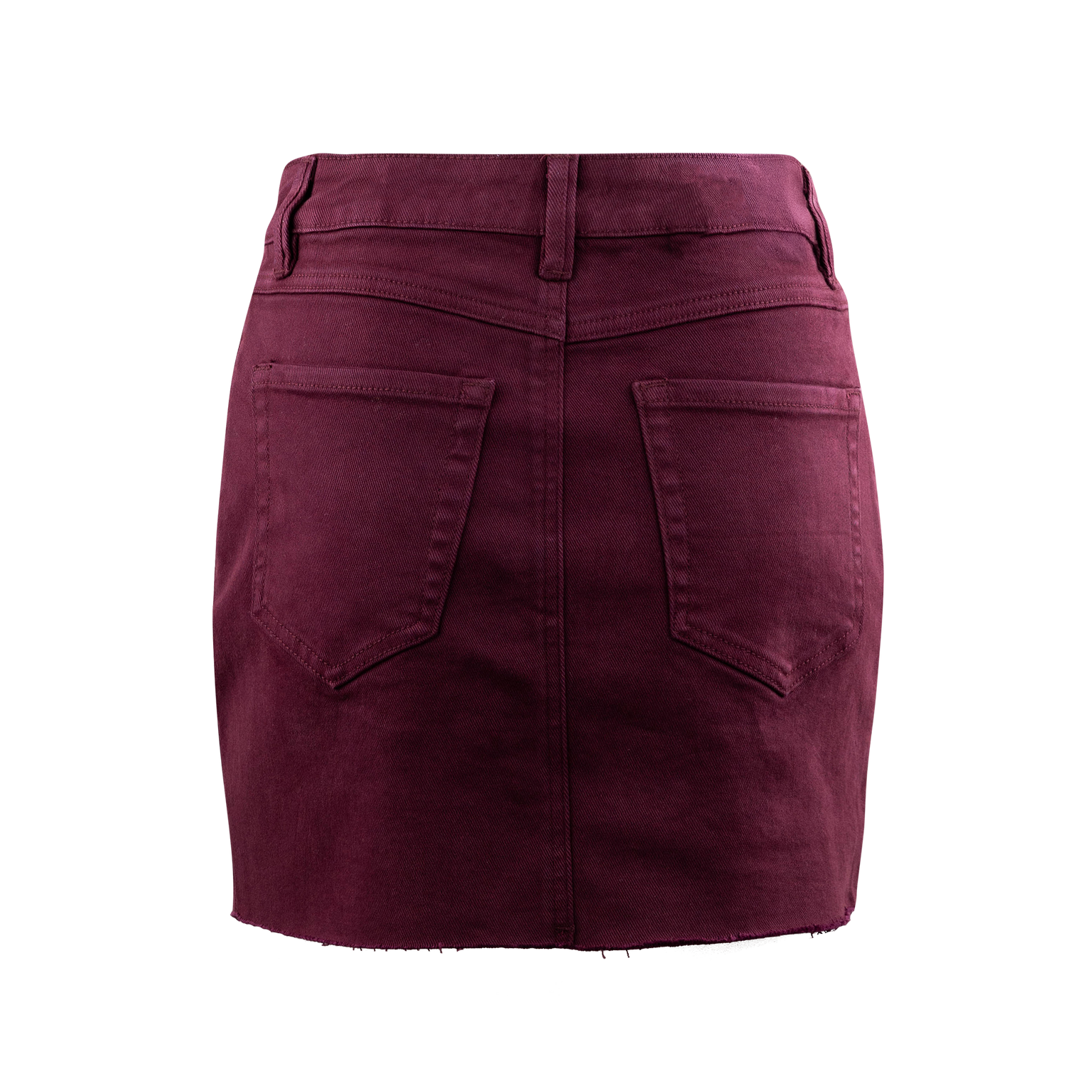 Bayeas Raw Hem Denim Skirt - Maroon