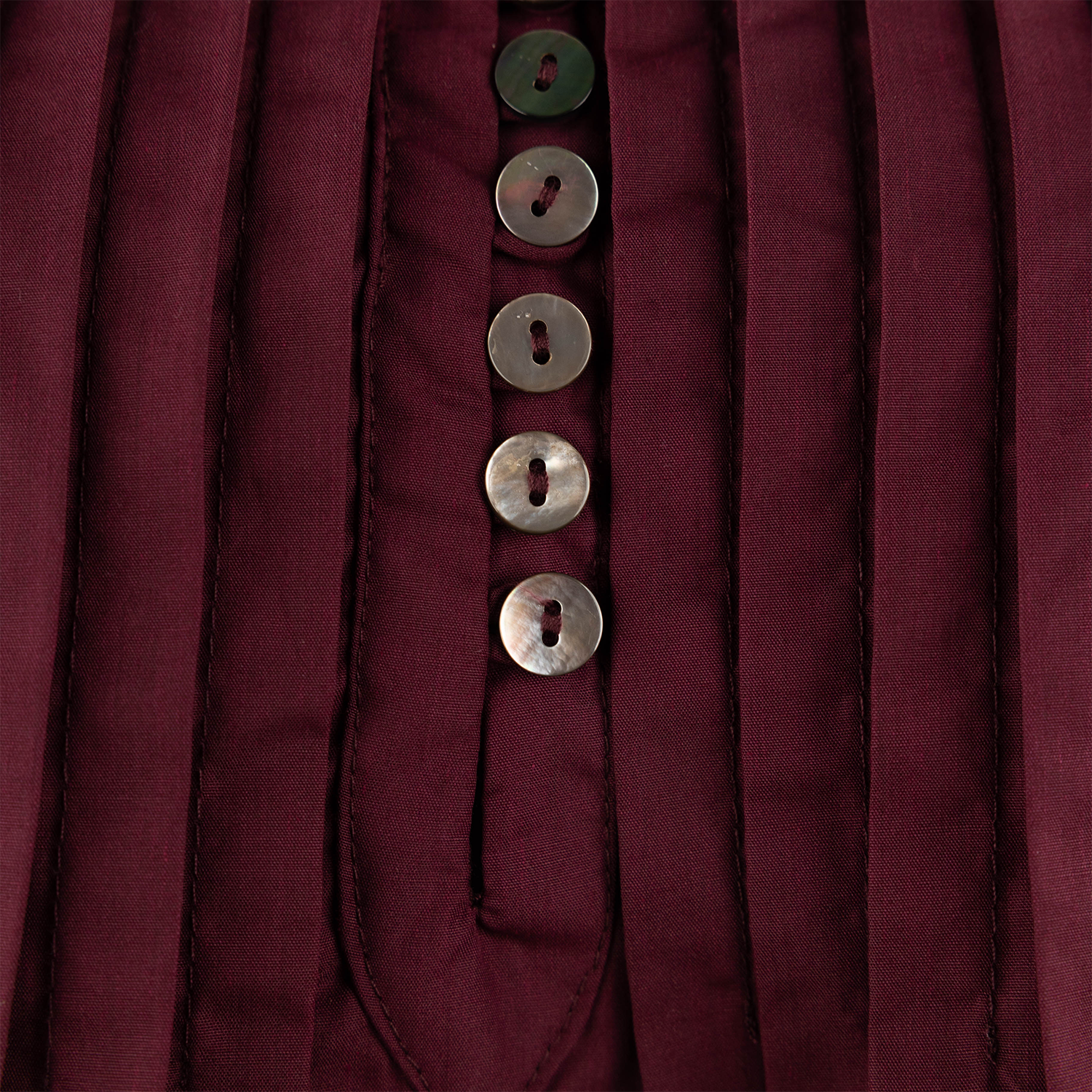 ENTRO Puff Sleeve Pleated Babydoll Dress - Maroon