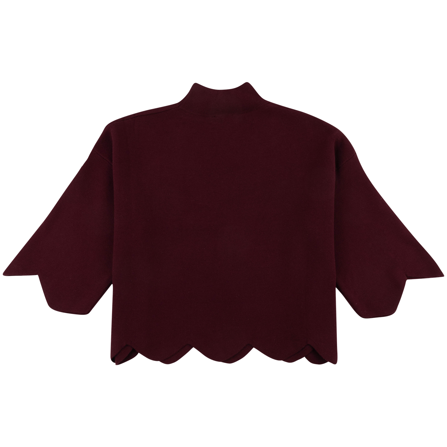 Entro Mock Neck Scalloped Hem Sweater - Maroon