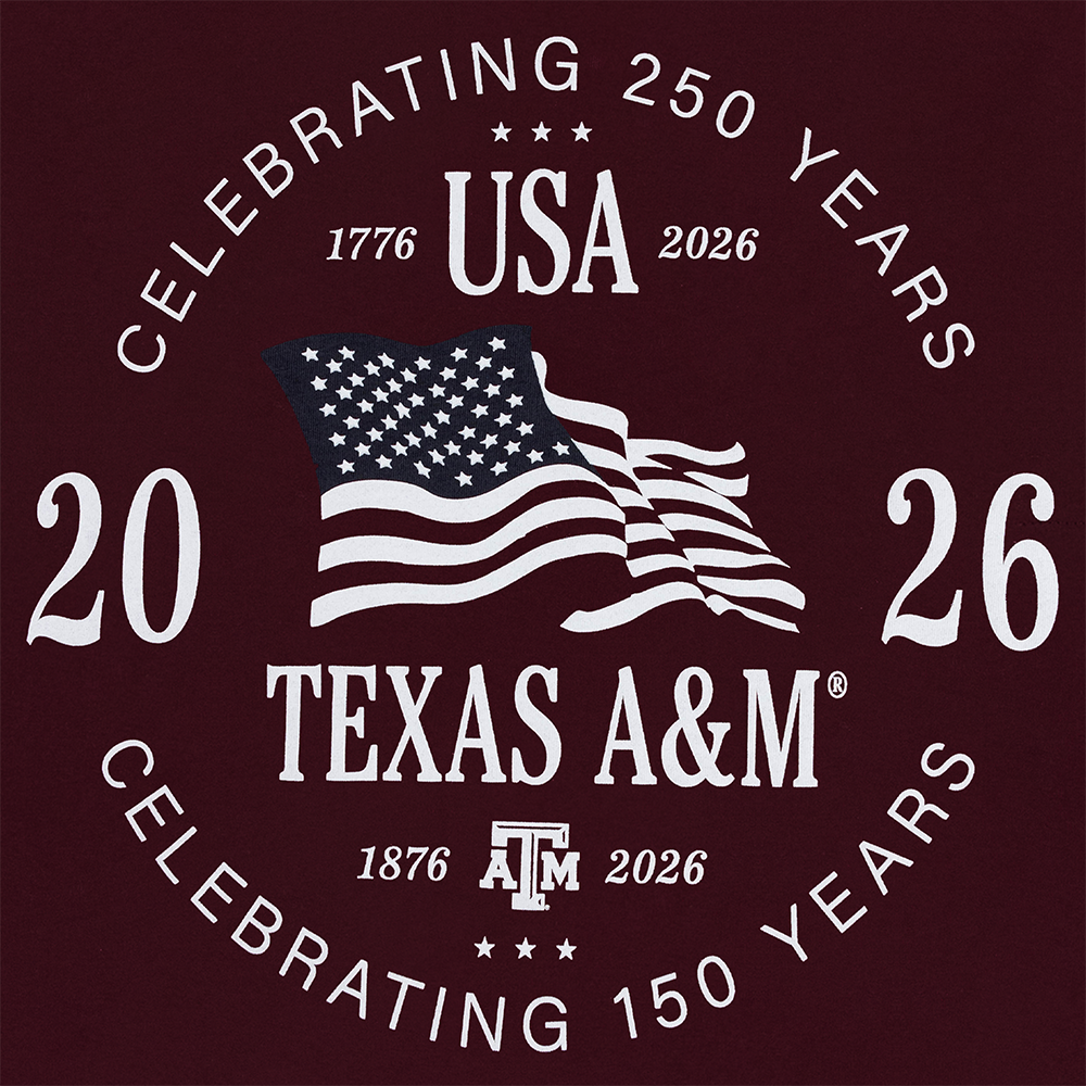 Texas A&M Celebrating 250 and 150 Years T-Shirt - Maroon