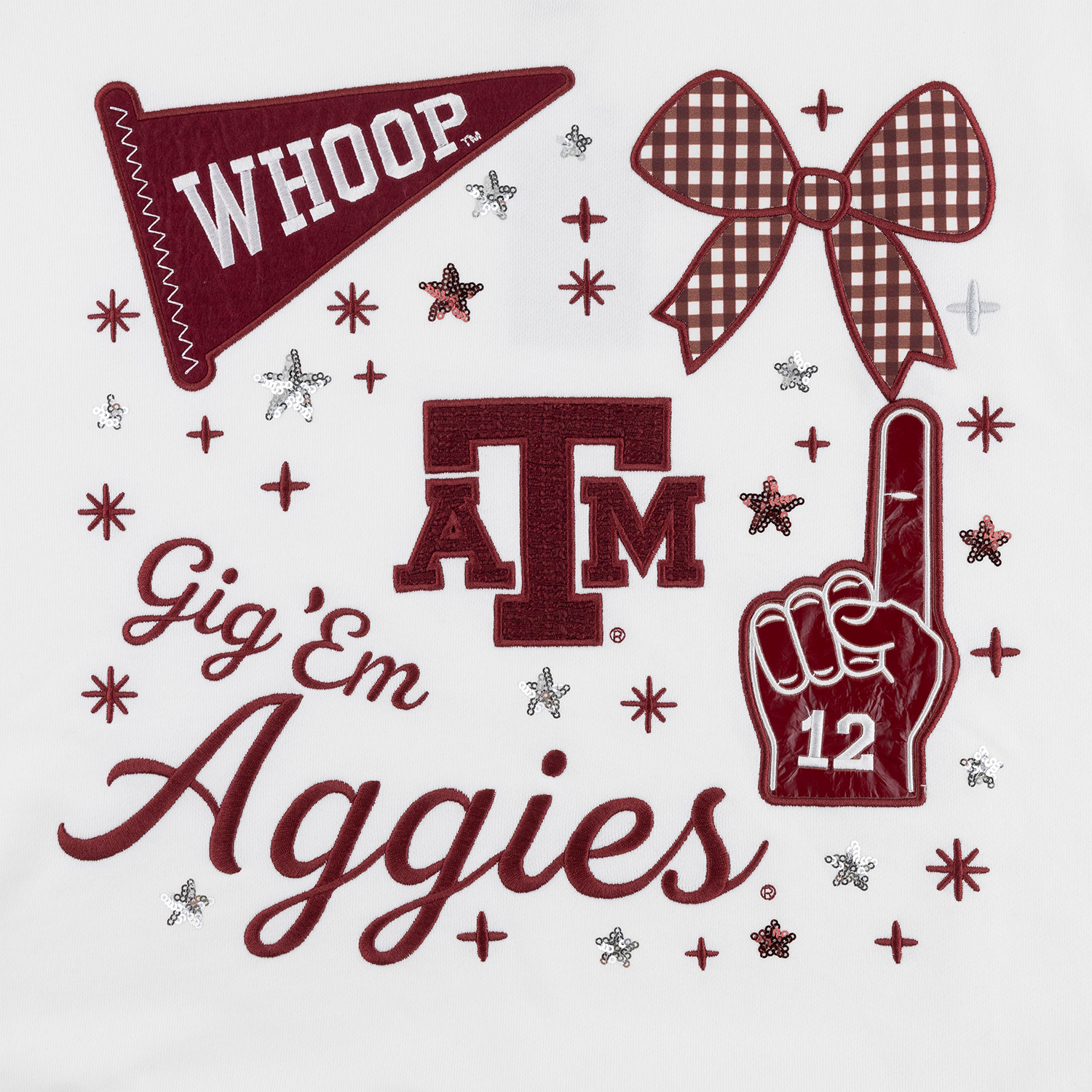 Texas A&M Spirit & Bows Patch Mock Neck - White
