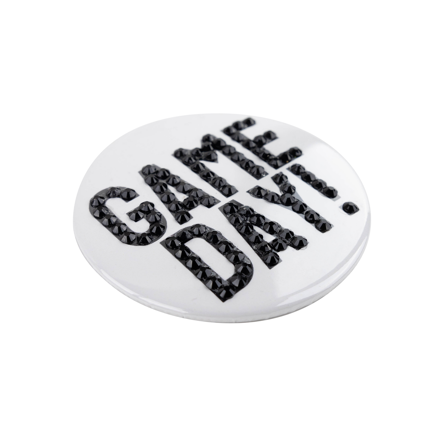 Mega Game Day Rhinestone Button - Black