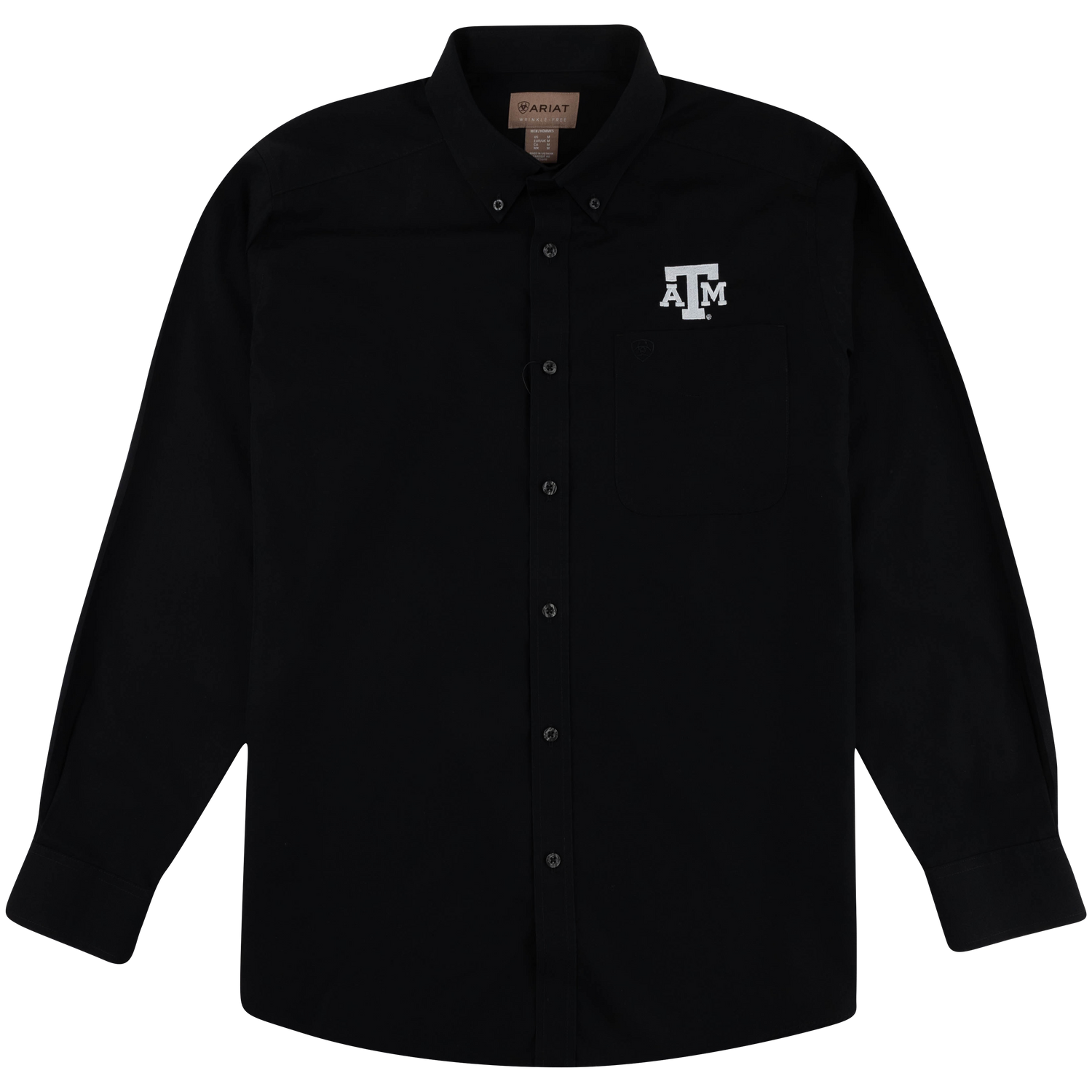Texas A&M Ariat Wrinkle Free Classic Fit Button Down - Black