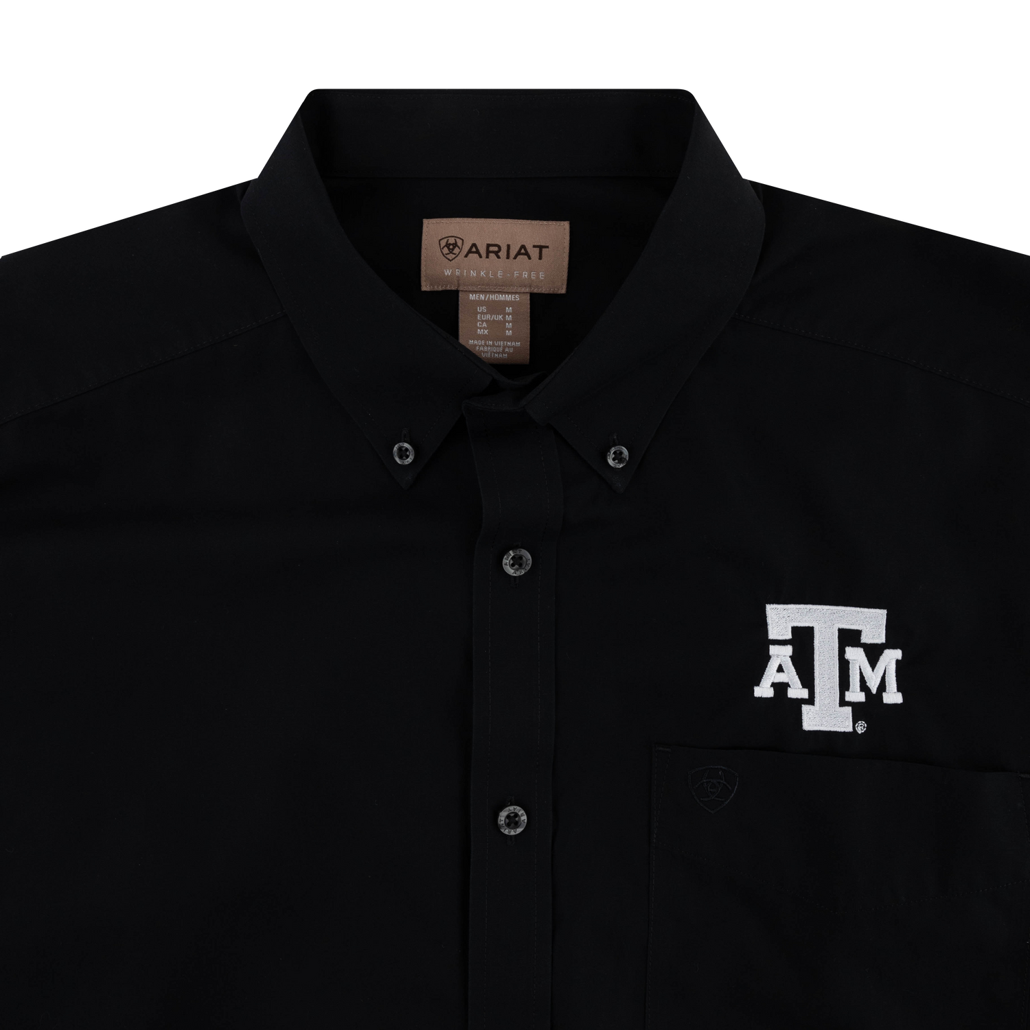 Texas A&M Ariat Wrinkle Free Classic Fit Button Down - Black