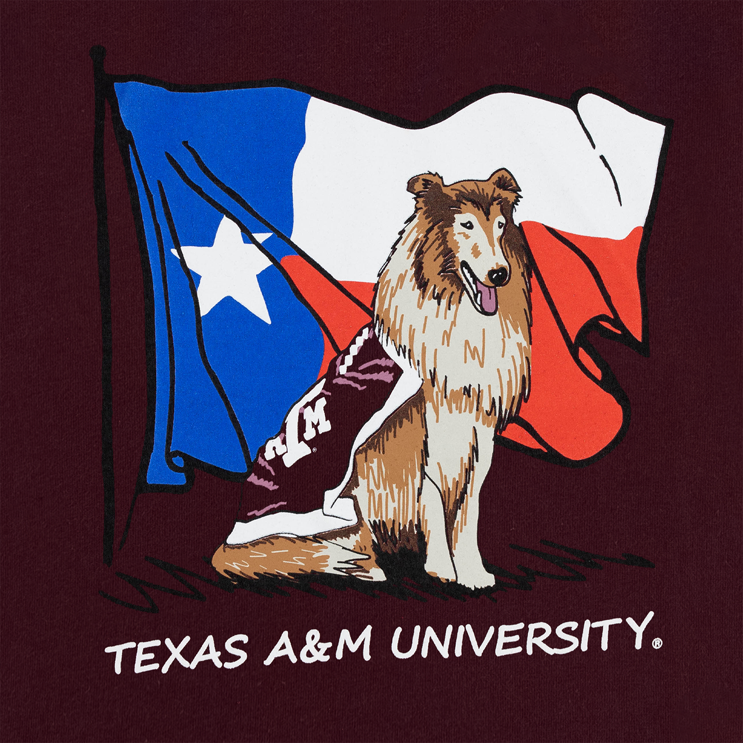 Texas A&M Hanes Reveille Texas Flag Youth T-Shirt - Maroon
