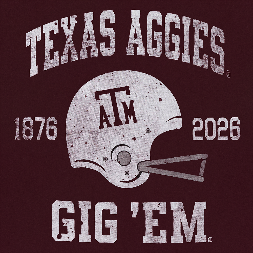 Texas Aggies Gig 'Em Vintage Helmet Tee - Maroon