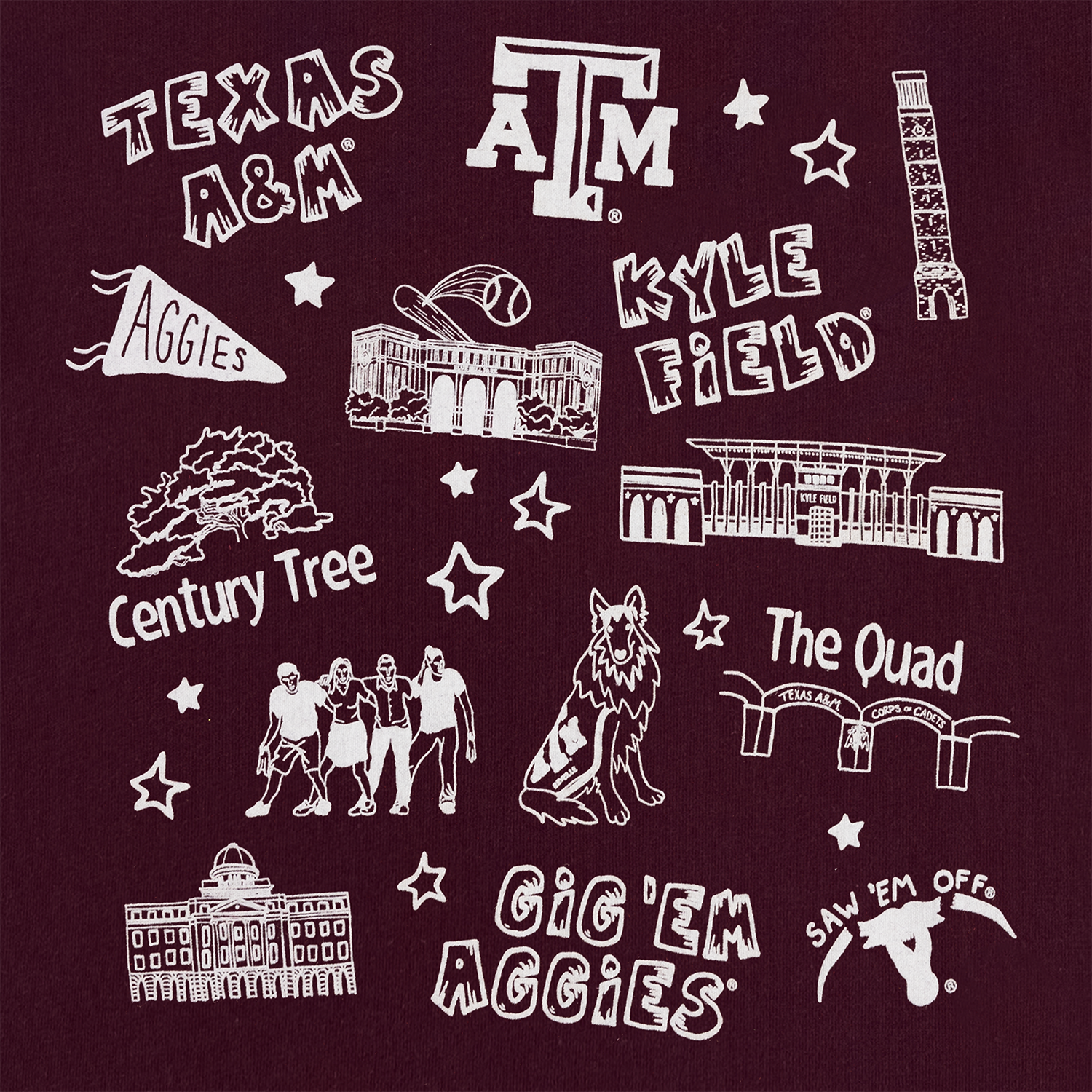 Texas A&M Hanes Youth Landmarks T-Shirt - Maroon