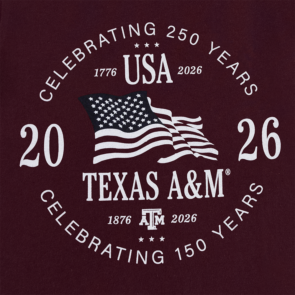 Texas A&M Celebrating 250 and 150 Years Youth T-Shirt - Maroon