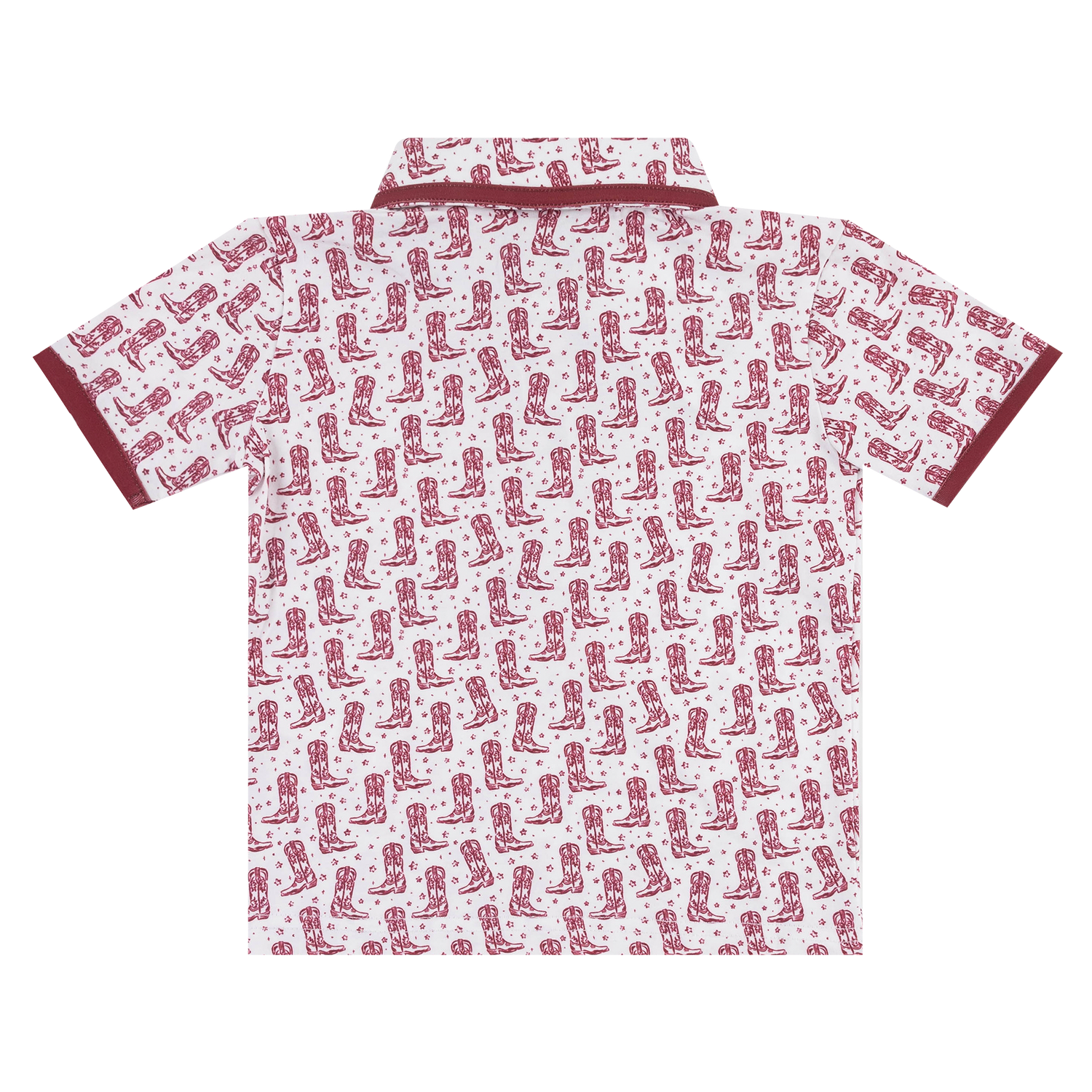 Toddler Boot Print Collared Polo - Maroon