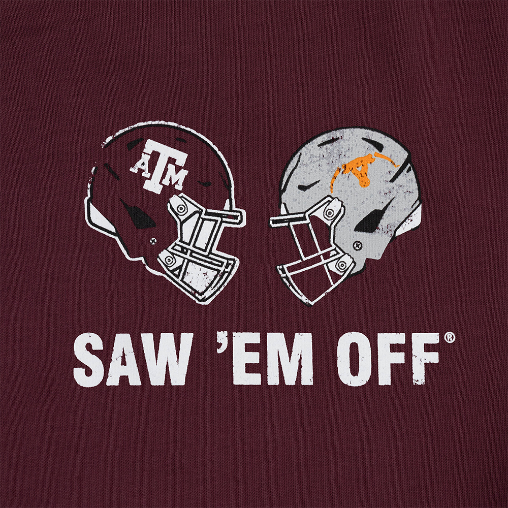 Saw 'Em Off Collegiate Outfitters Rivalry Poster T-Shirt - Maroon