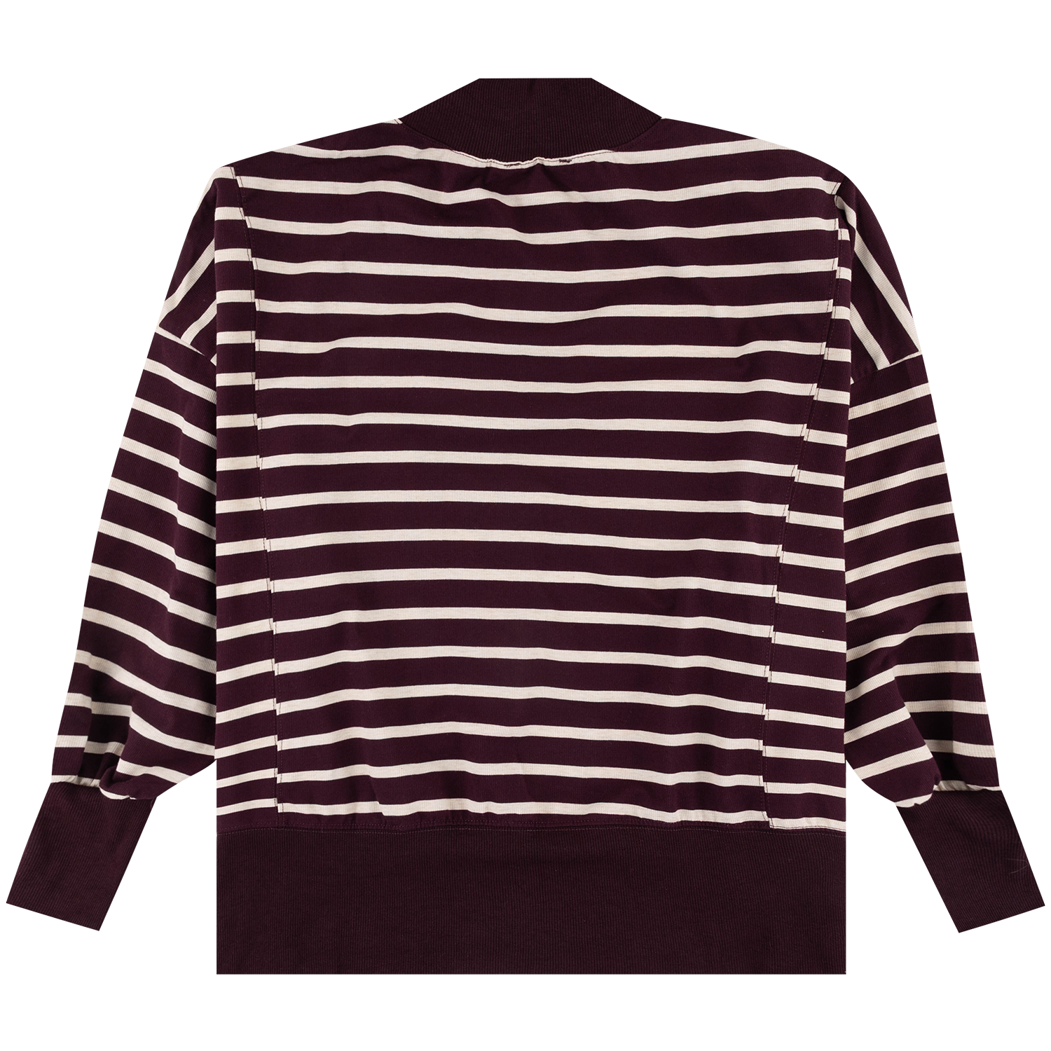 HYFVE Oversized Mock Neck Striped Sweater - Maroon