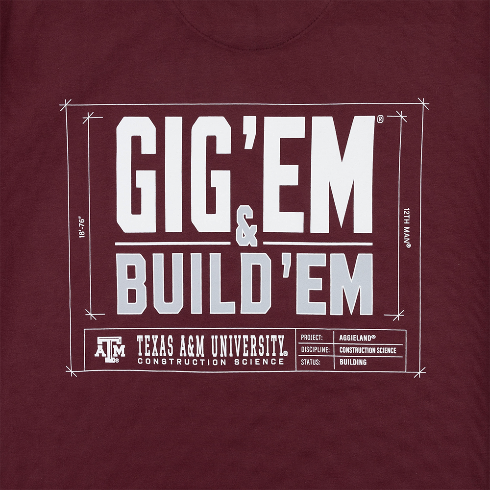 Collegiate Outfitters Gig 'Em and Build 'Em T-Shirt - Maroon