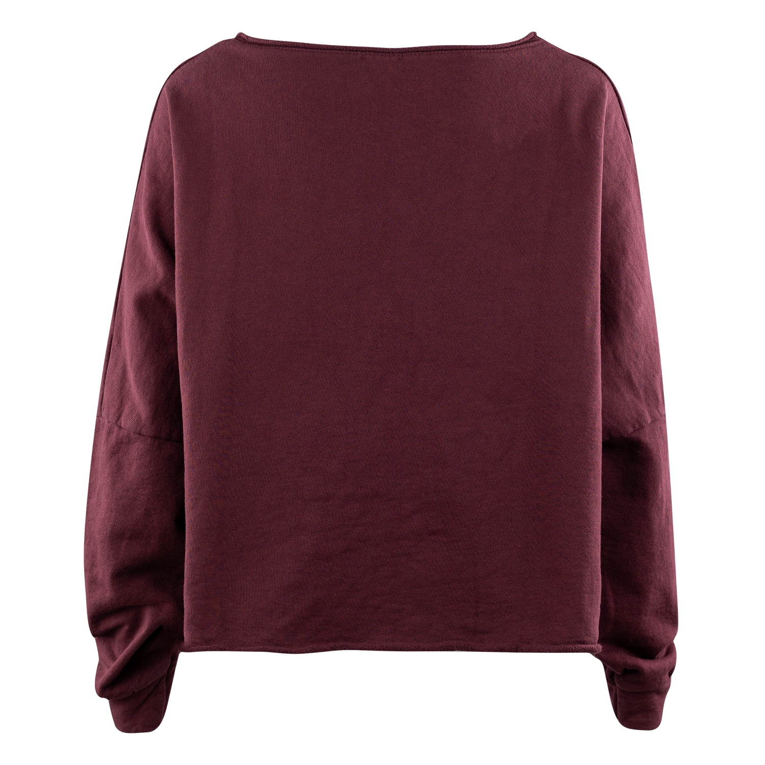 Suzy D Cropped Raw Edge Scoop Neck Sweatshirt - Maroon