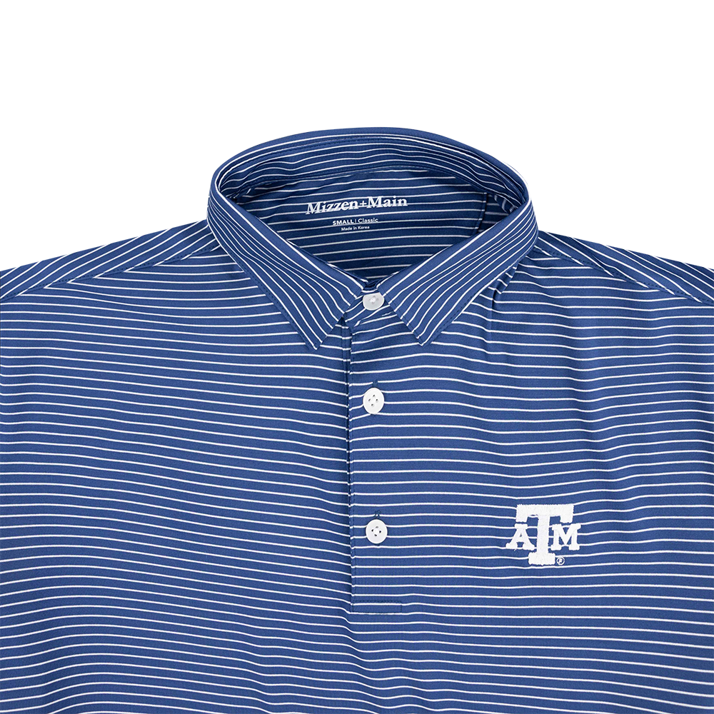 Texas A&M Mizzen + Main Striped Polo - Blue