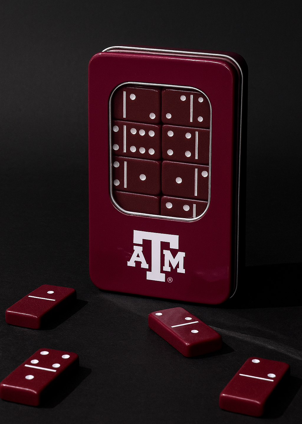 Texas A&M Maroon Dominoes Tin