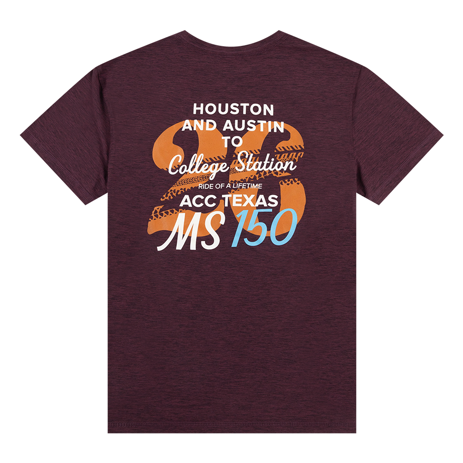 Maroon Distressed Tee with 2026 MS 150 Design