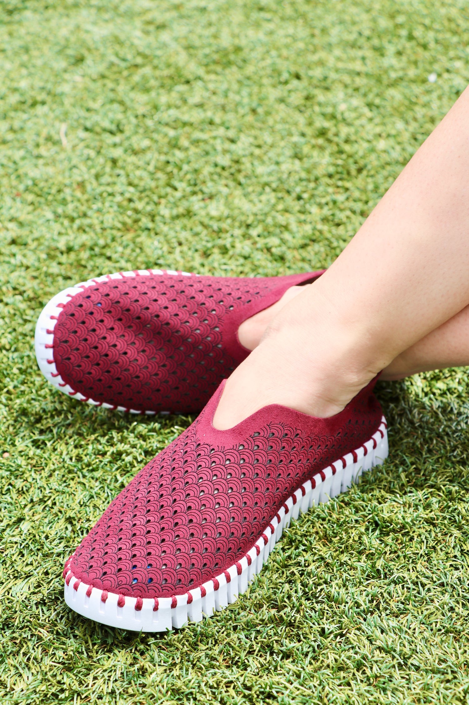 Maroon Tulip Flat Shoes