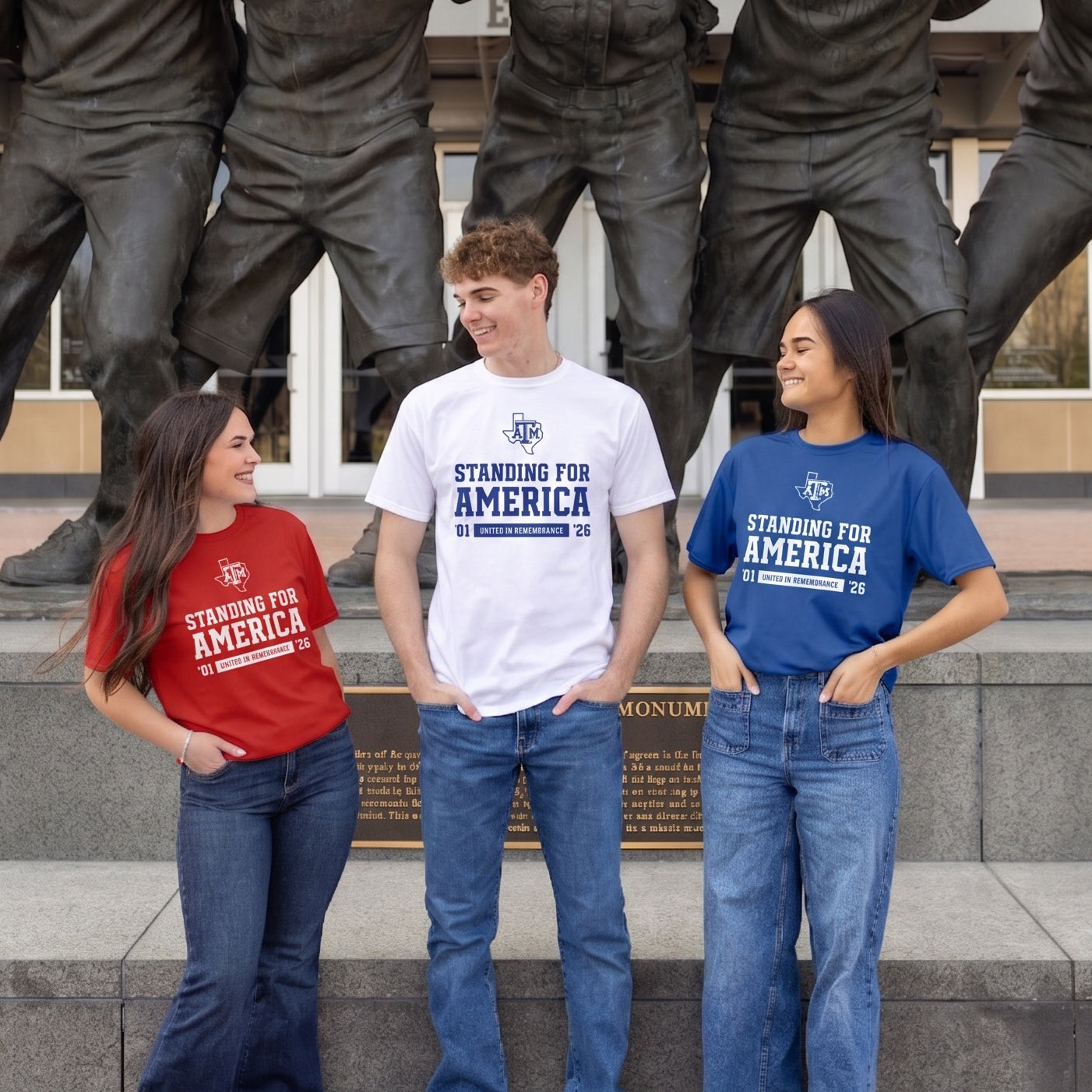 Texas A&M Standing for America 2026 T-Shirt - Blue