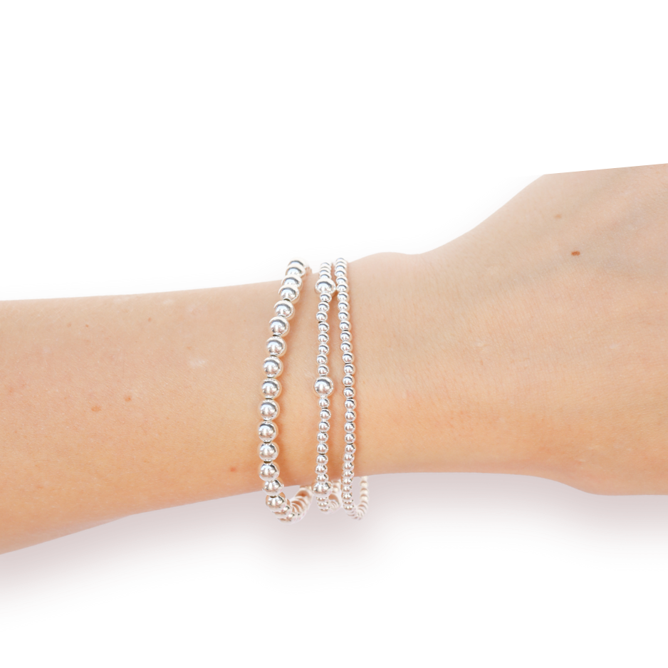 Beaded Blondes Silver Everyday Bracelet Stack