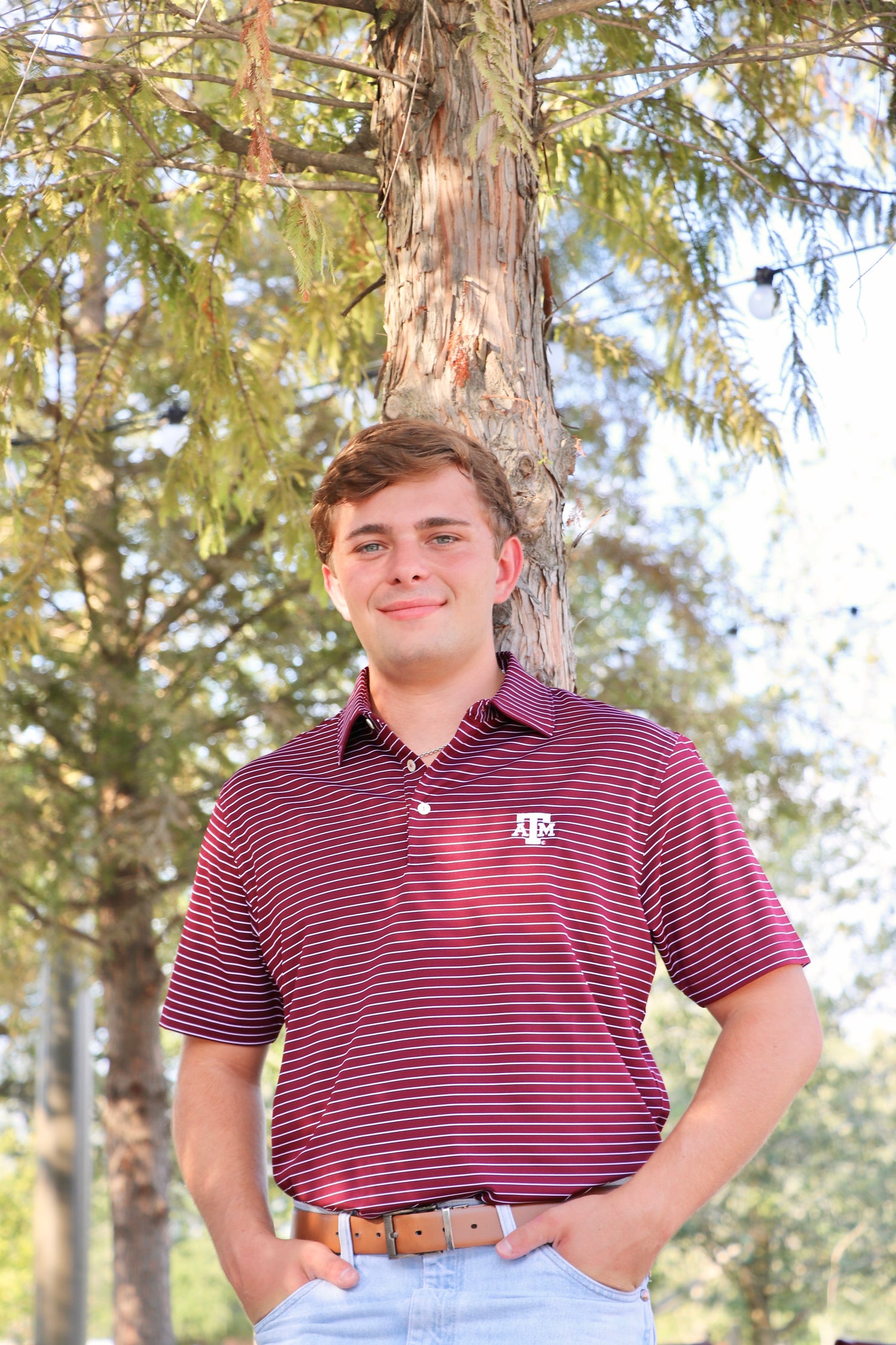 Texas A&M Peter Millar Crafty Stripe Performance Polo