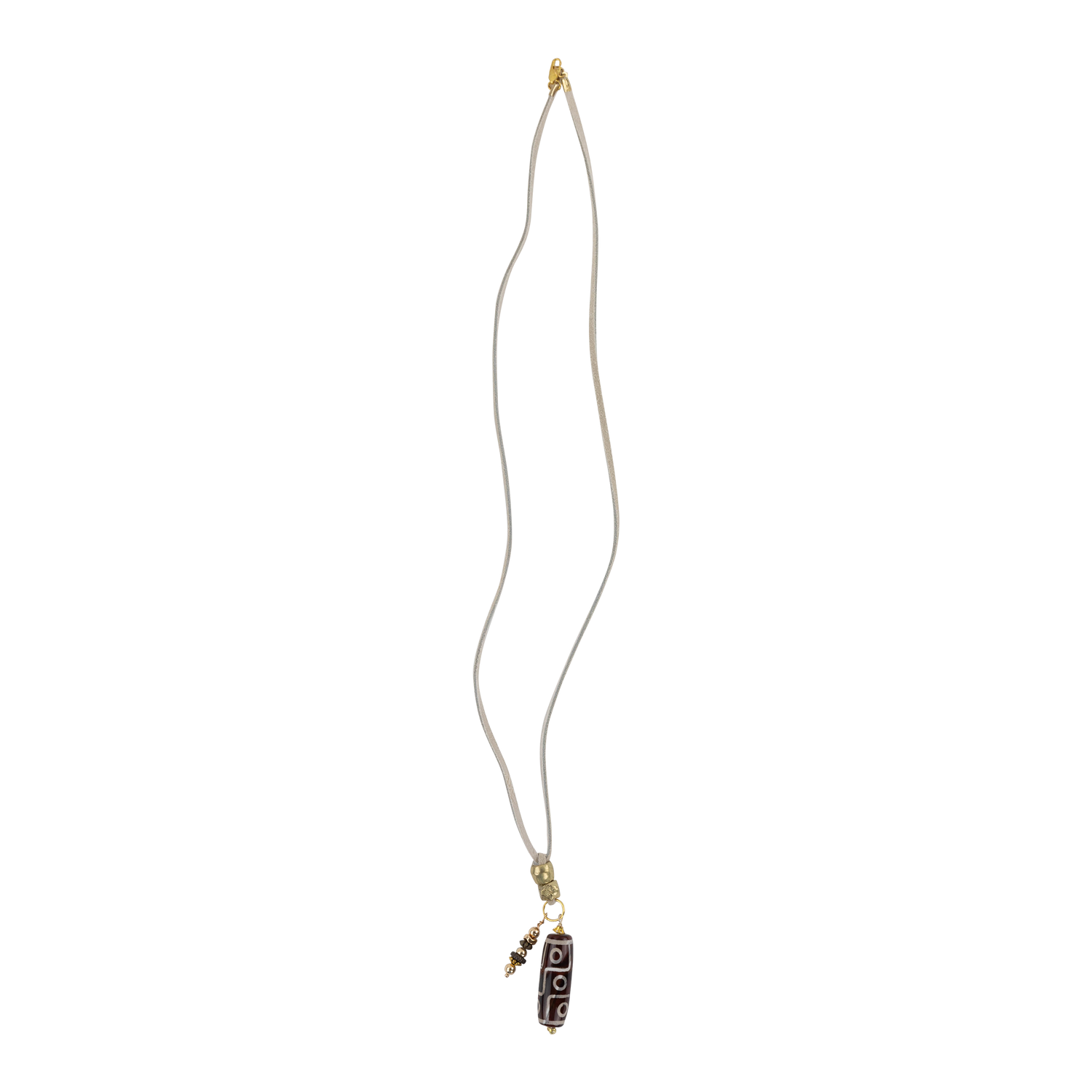 Tan Necklace with a Maroon pendant