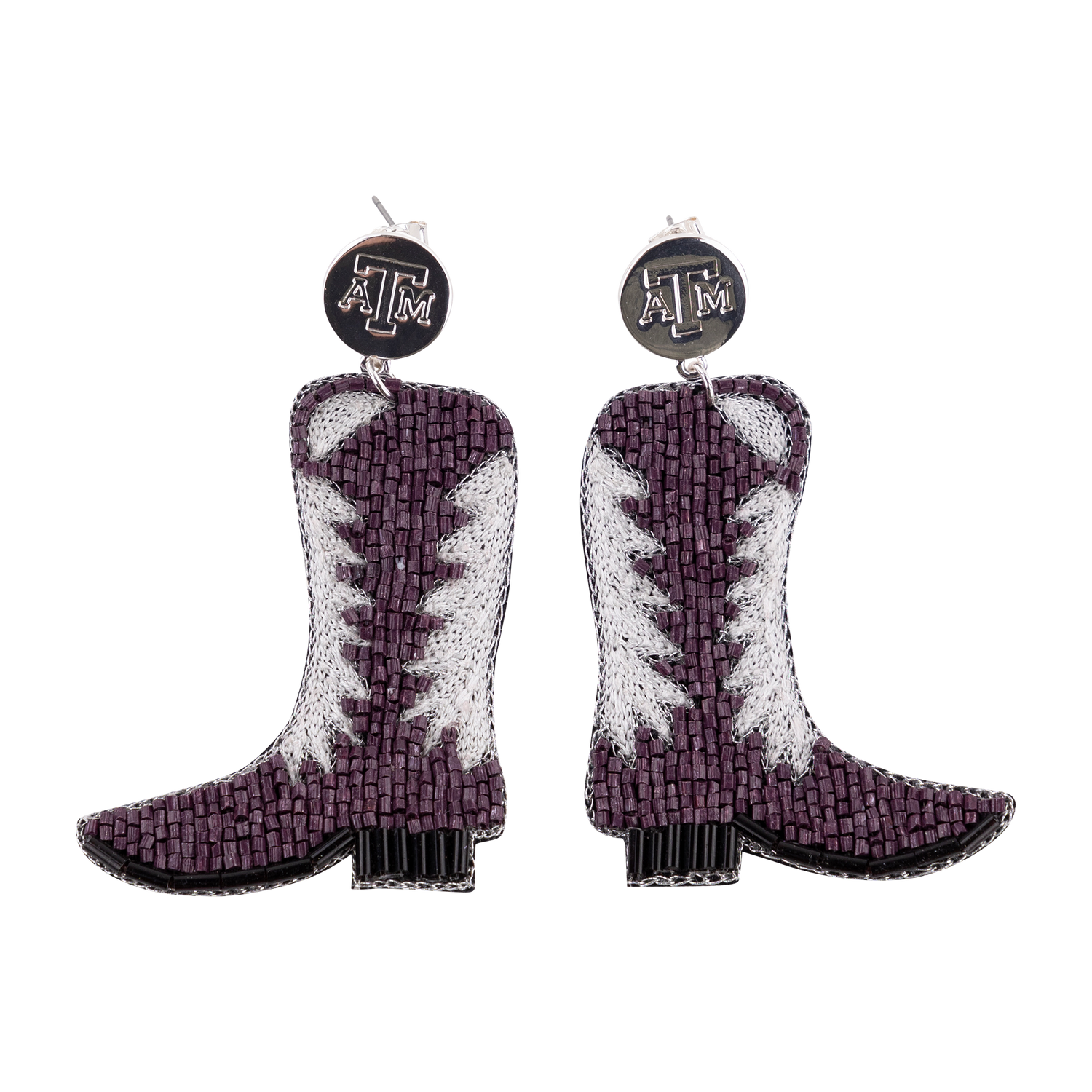Texas A&M Beaded Boots Earrings