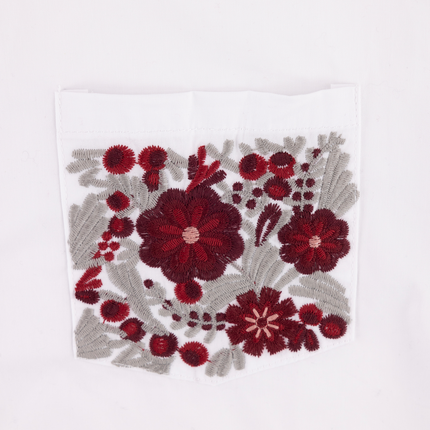 White Floral Embroidered Button Down