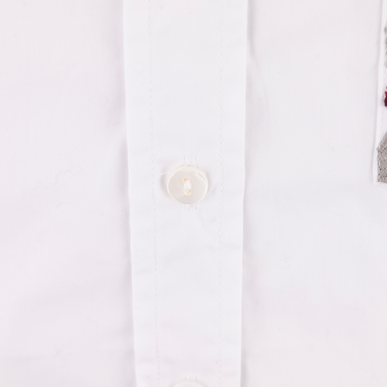 White Floral Embroidered Button Down