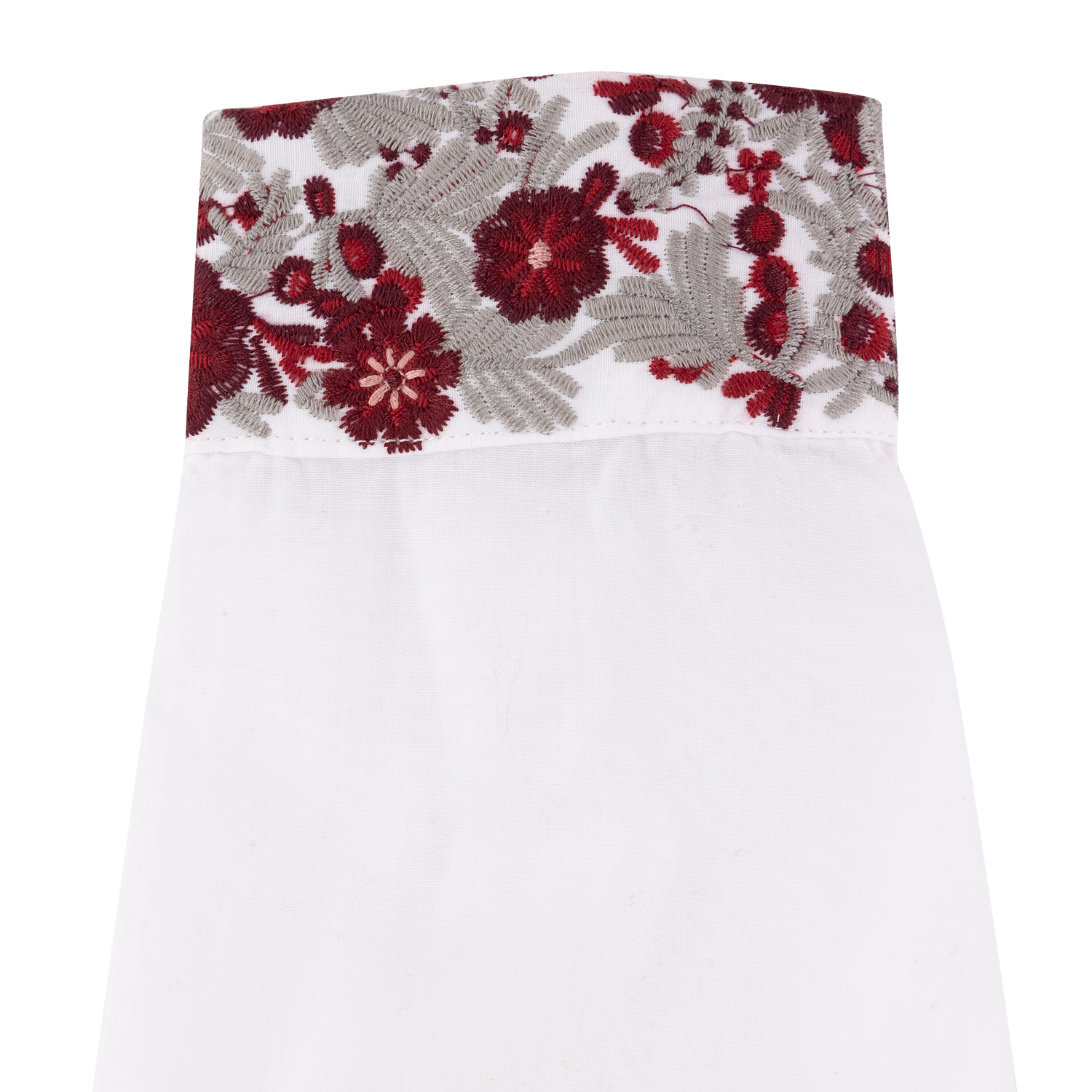 White Floral Embroidered Button Down