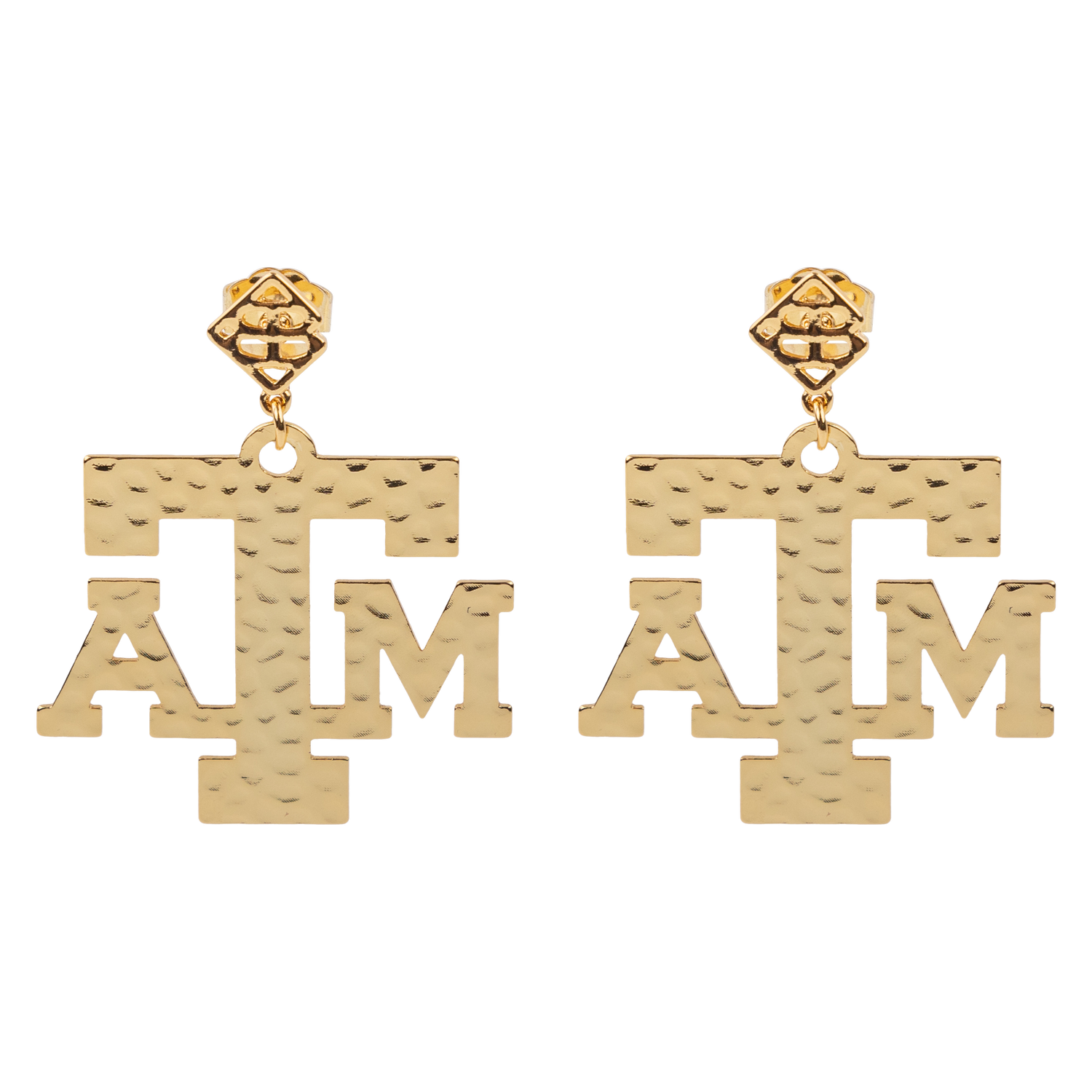 Texas A&M Gold Hammered Metal Earrings