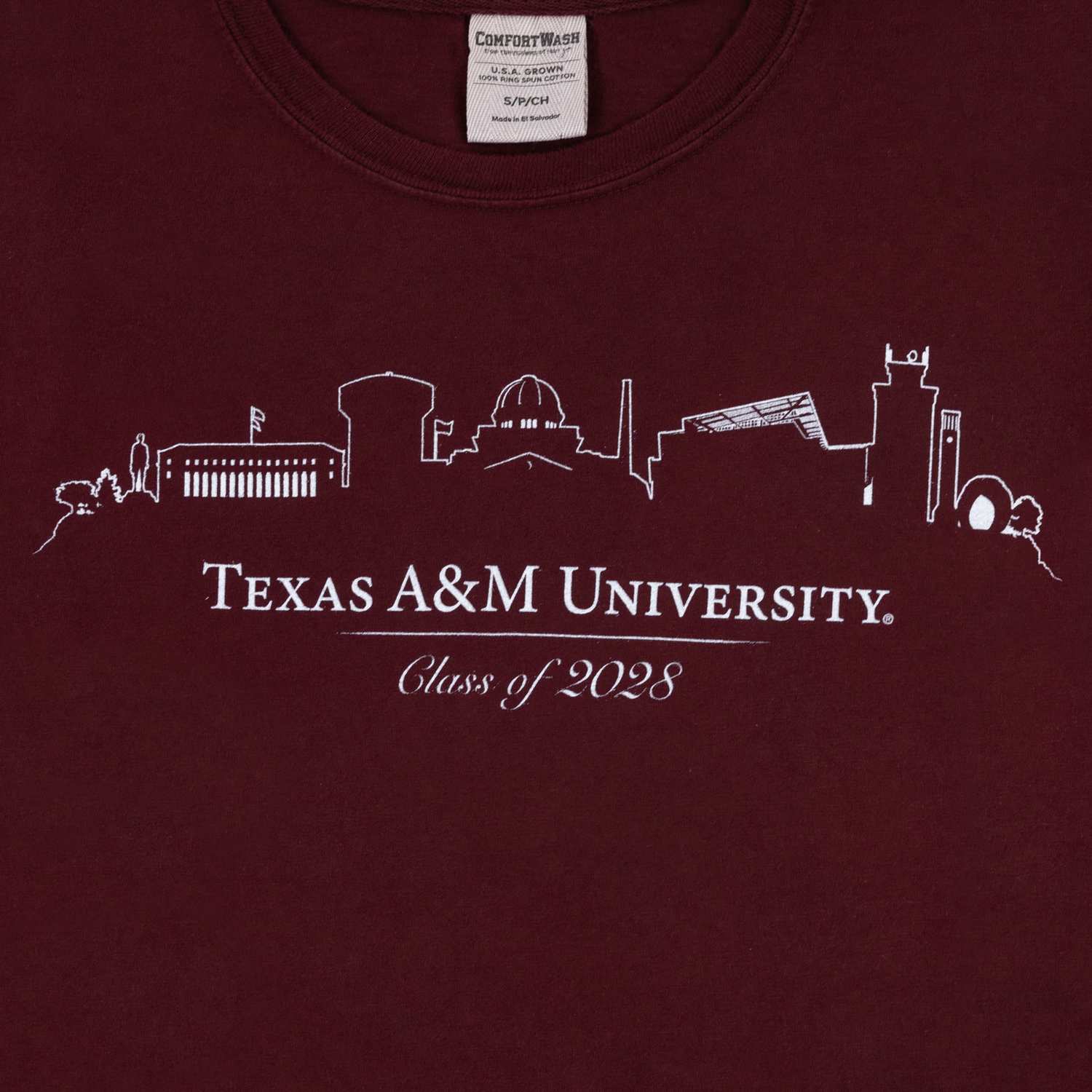 Texas A&M University Skyline 2028 T-Shirt