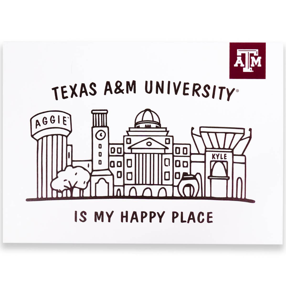 Texas A&M Happy Place Skyline Postcard