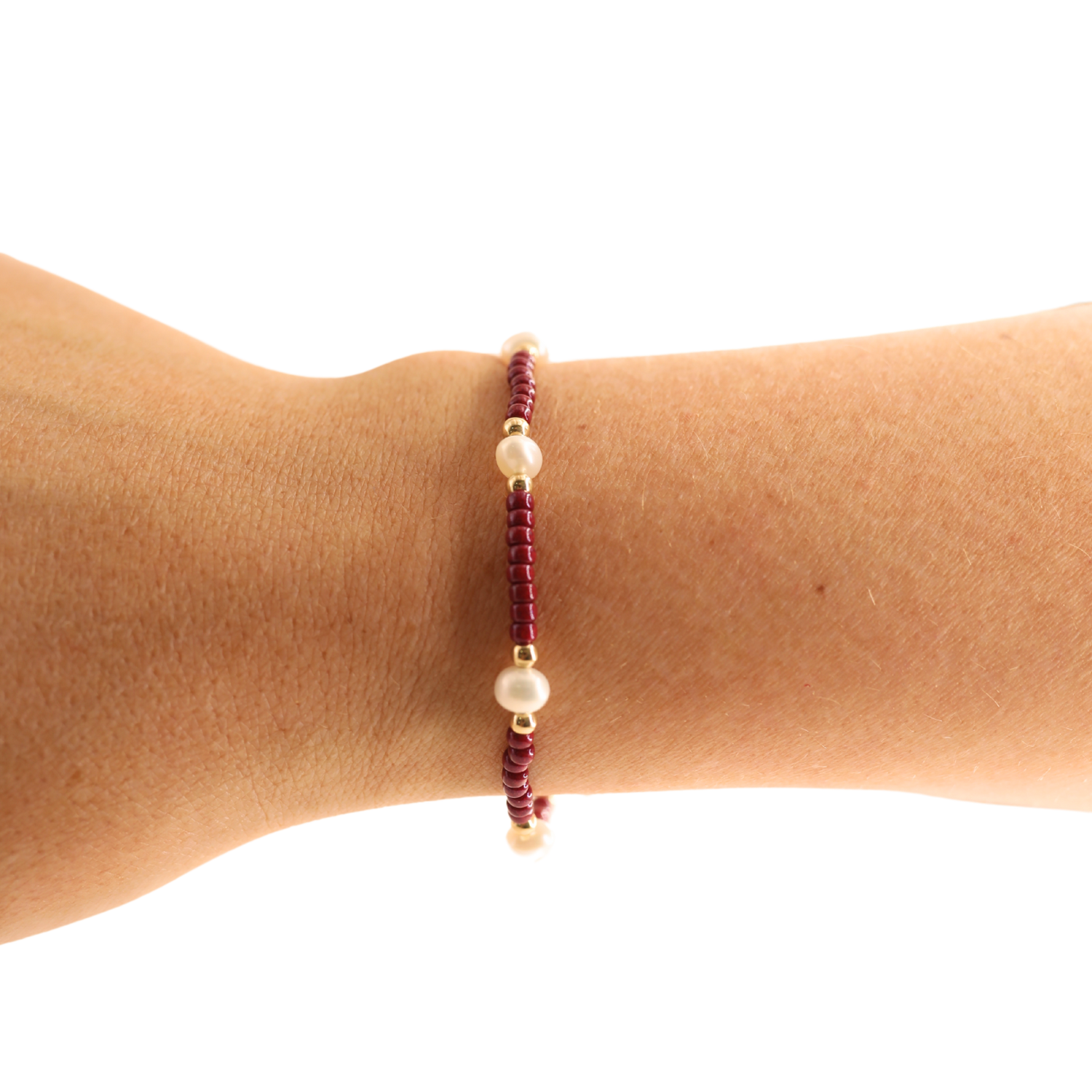 Beaded Blondes Pearl Bracelet - Maroon